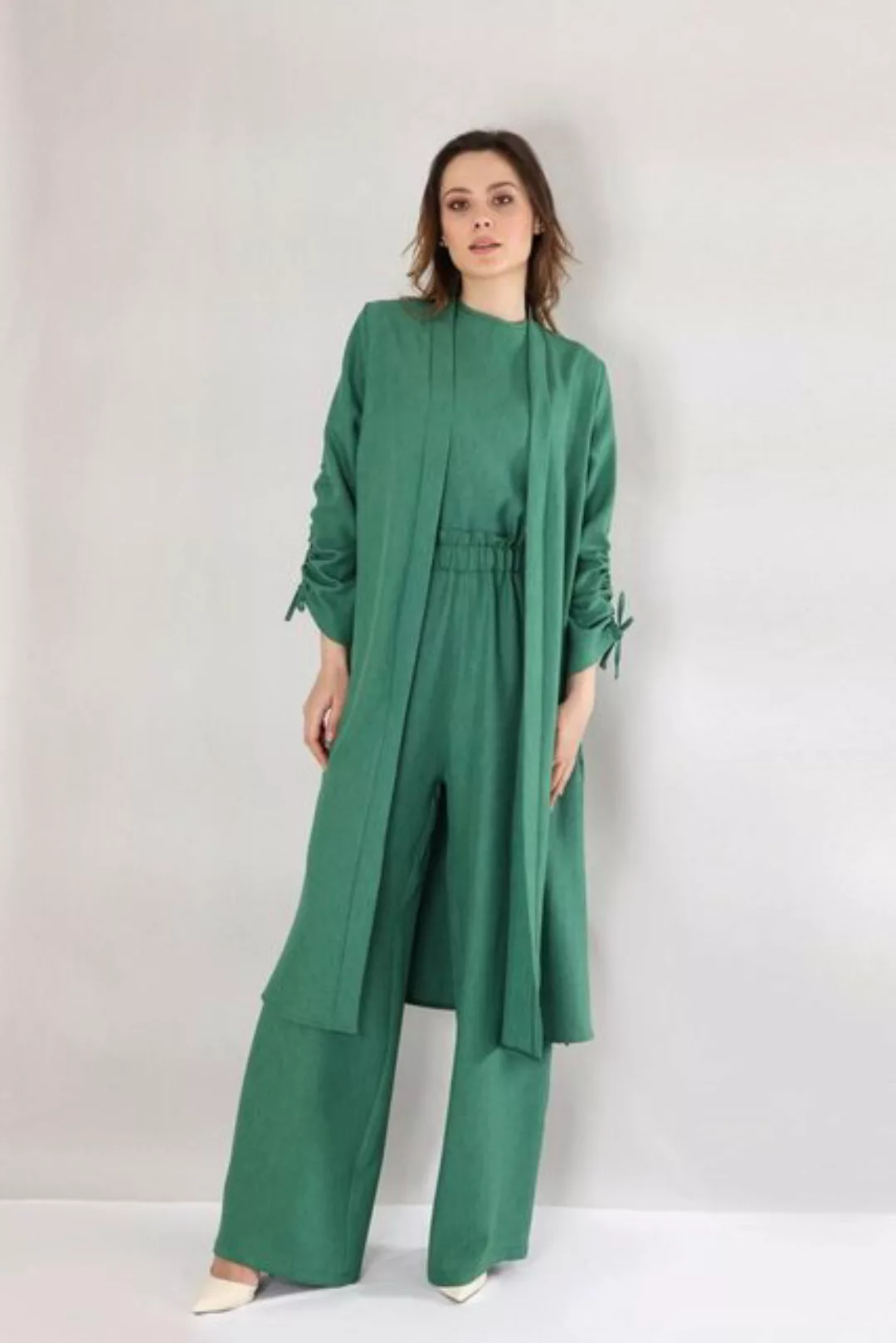 fashionshowcase Blusenkimono Damen Oversize-Kimono in Leinenoptik - Ärmel m günstig online kaufen