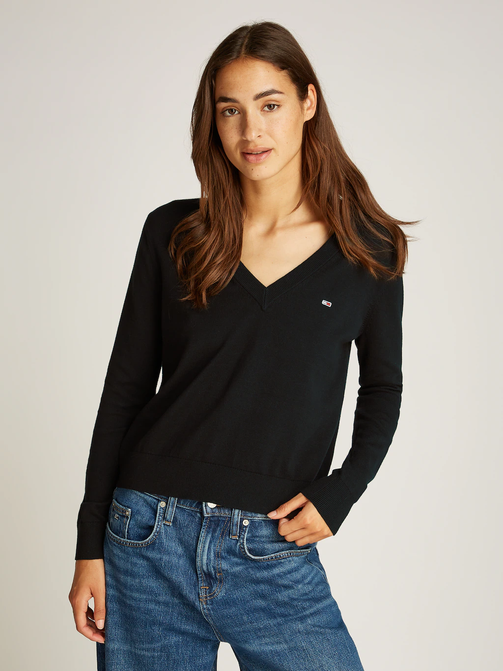 Tommy Jeans Curve V-Ausschnitt-Pullover TJW ESSENTIAL VNECK SWEATER EXT in günstig online kaufen