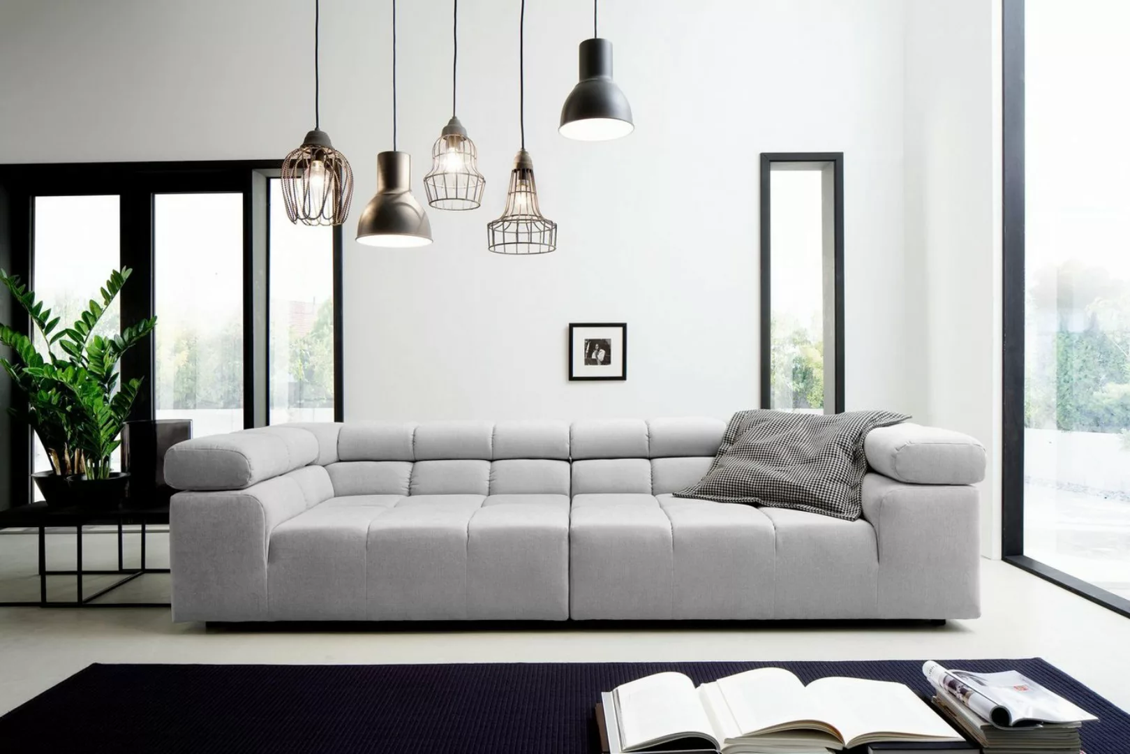 INOSIGN Big-Sofa Ancona B/T/H: 290/110/70 cm, auffällige Steppung, inkl. 2 günstig online kaufen