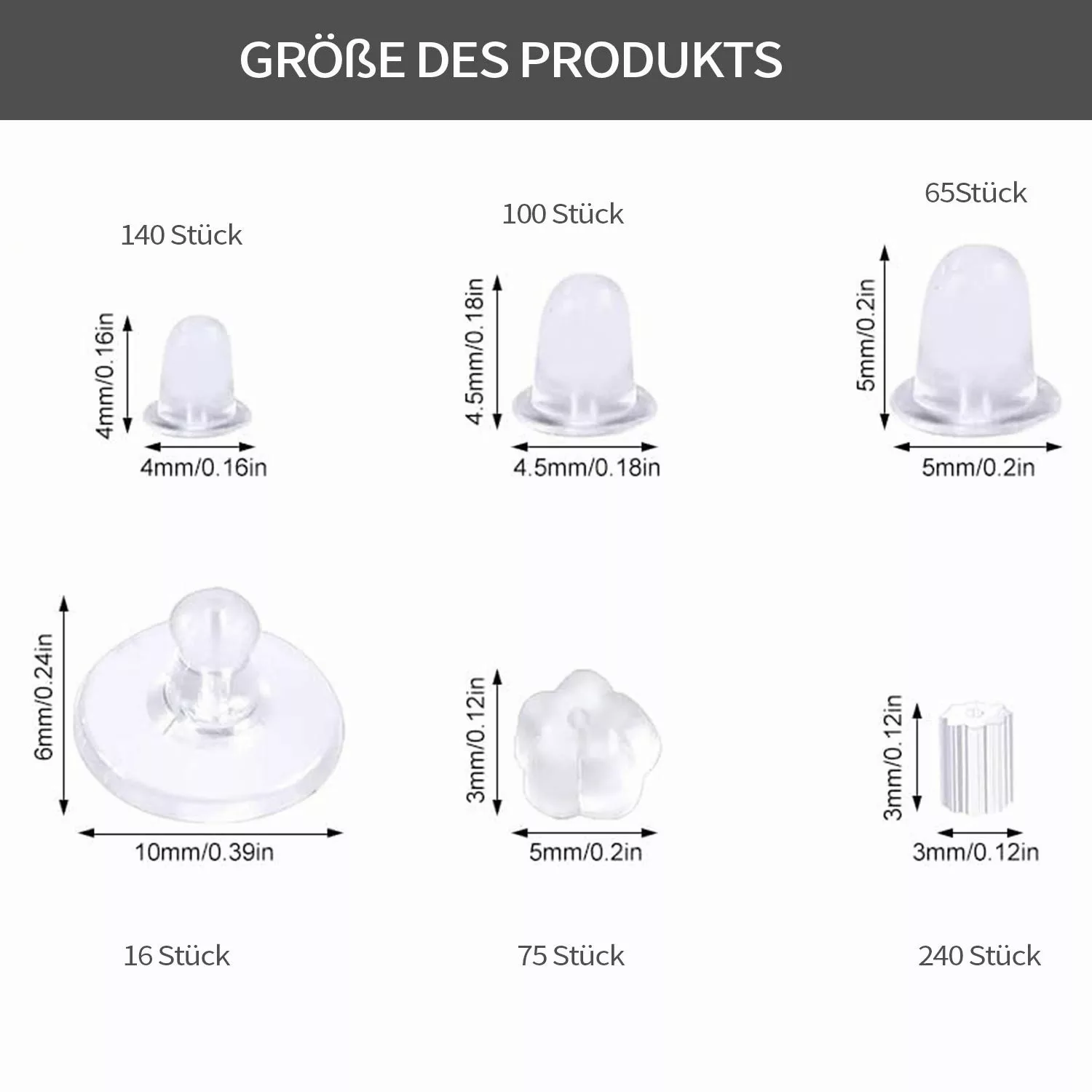Refttenw Ohrstecker-Verschluss Ohrstecker-Set aus Silikon, antiallergen günstig online kaufen