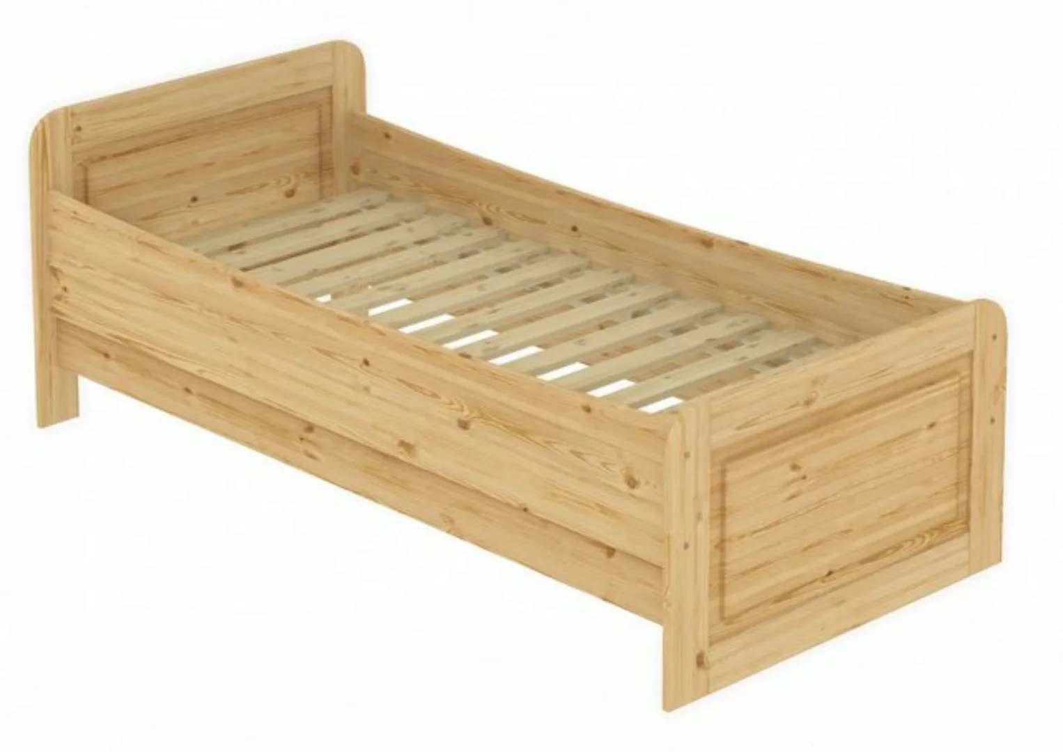 ERST-HOLZ Bett Einzelbett hoch 100x200 Kiefer massiv mit Rollrost, Kieferfa günstig online kaufen