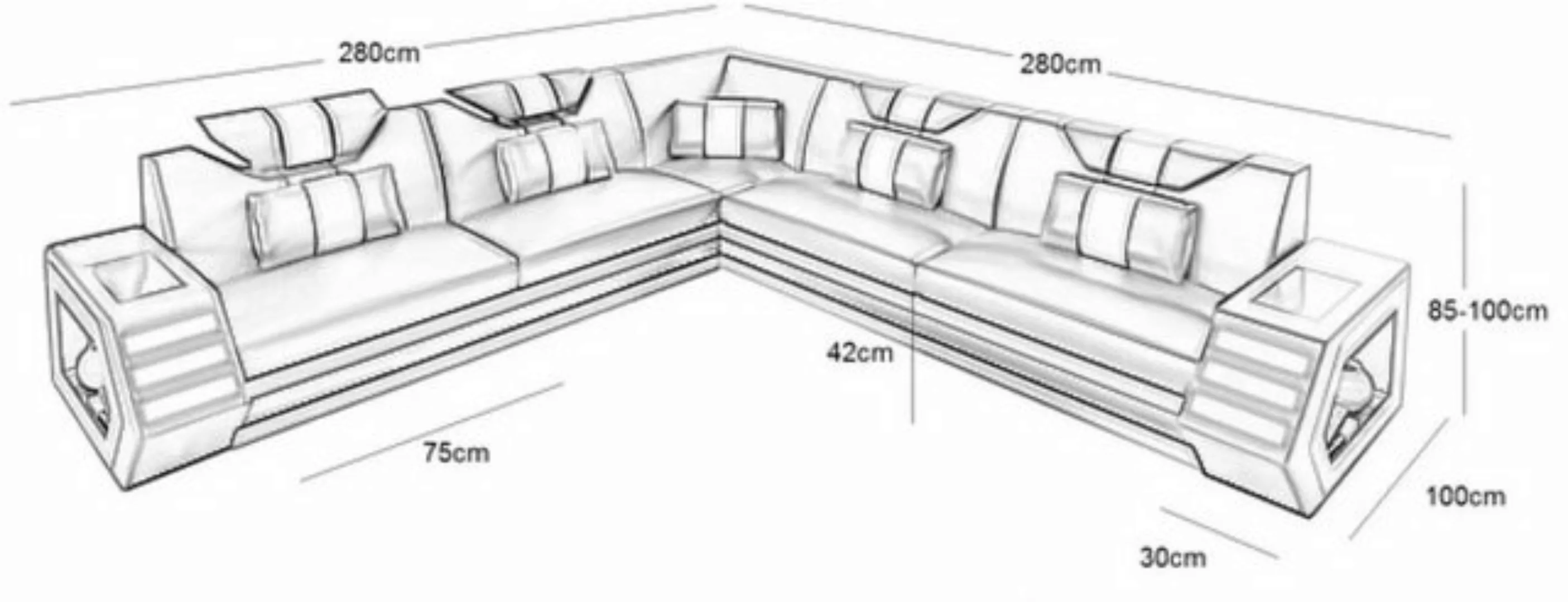 Xlmoebel Ecksofa Wohnlandschaft aus Leder mit Ecksitzpolstern im Design für günstig online kaufen