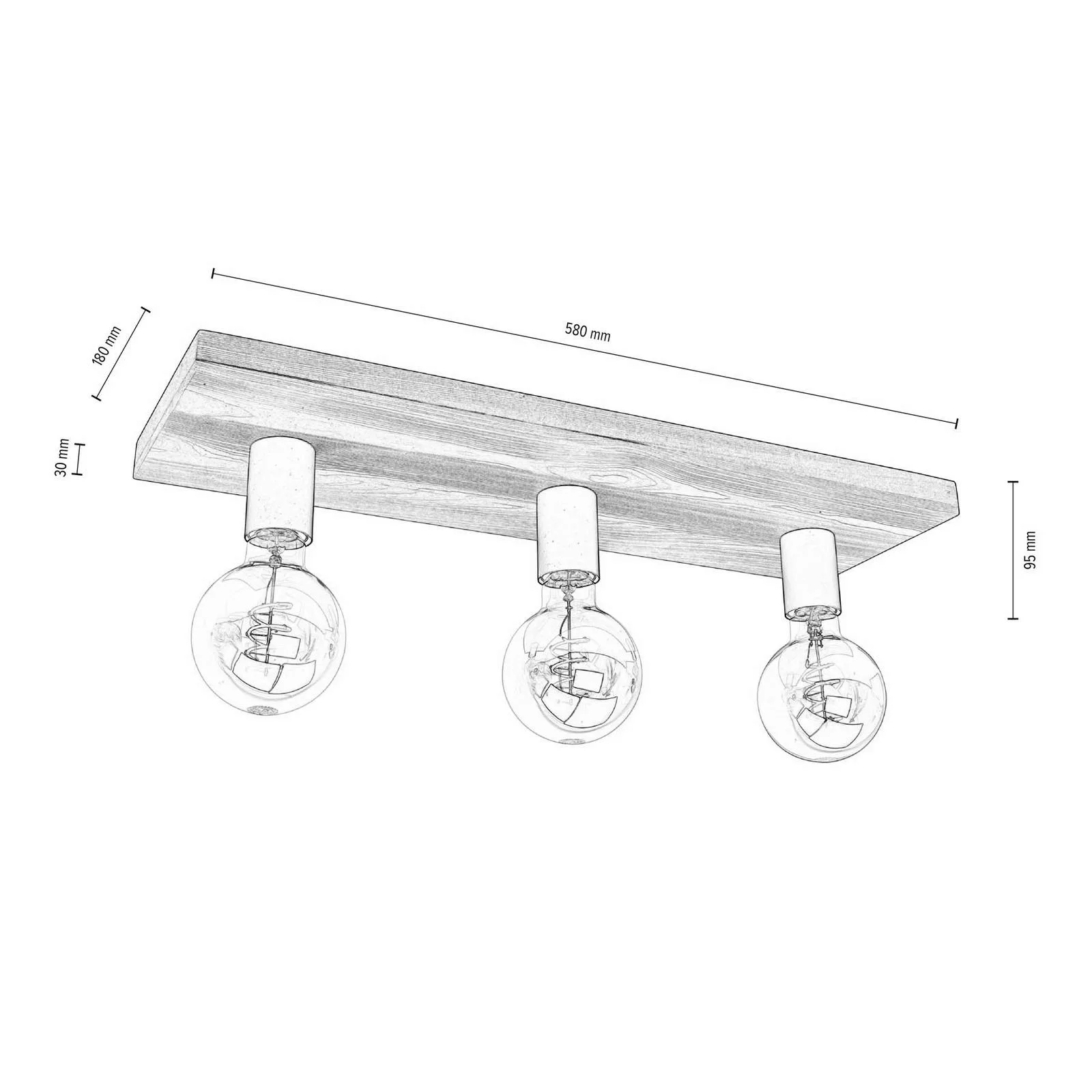 Envostar Lobo Deckenlampe 3fl. Kiefer nussbaum günstig online kaufen