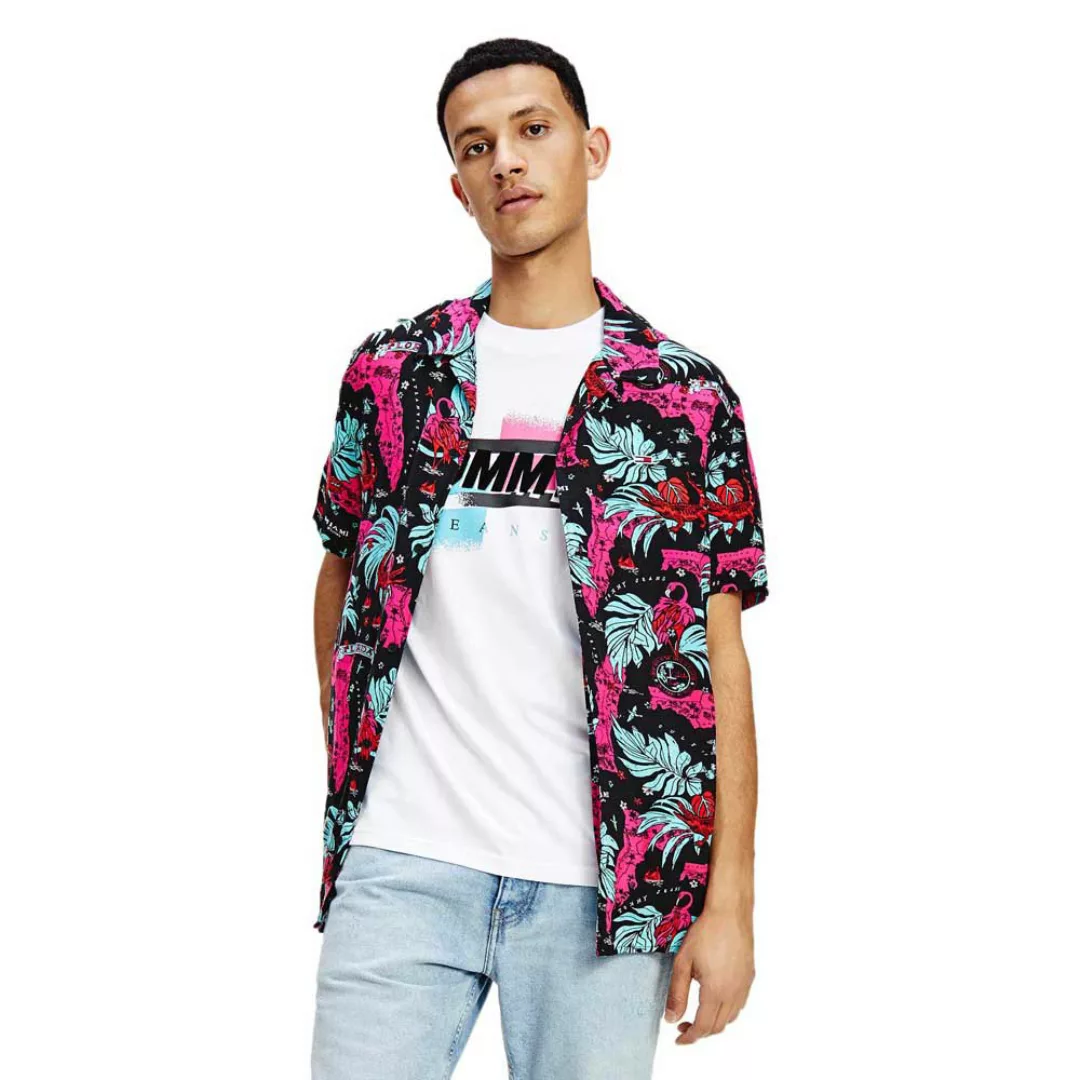 Tommy Jeans Miami Print Camp Kurzarm Hemd XL Black Miami Aop günstig online kaufen