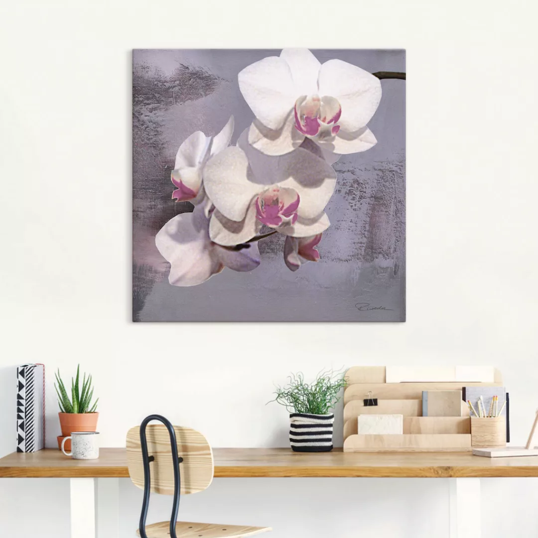 Artland Leinwandbild »Orchideen vor Violett II«, Blumen, (1 St.), auf Keilr günstig online kaufen