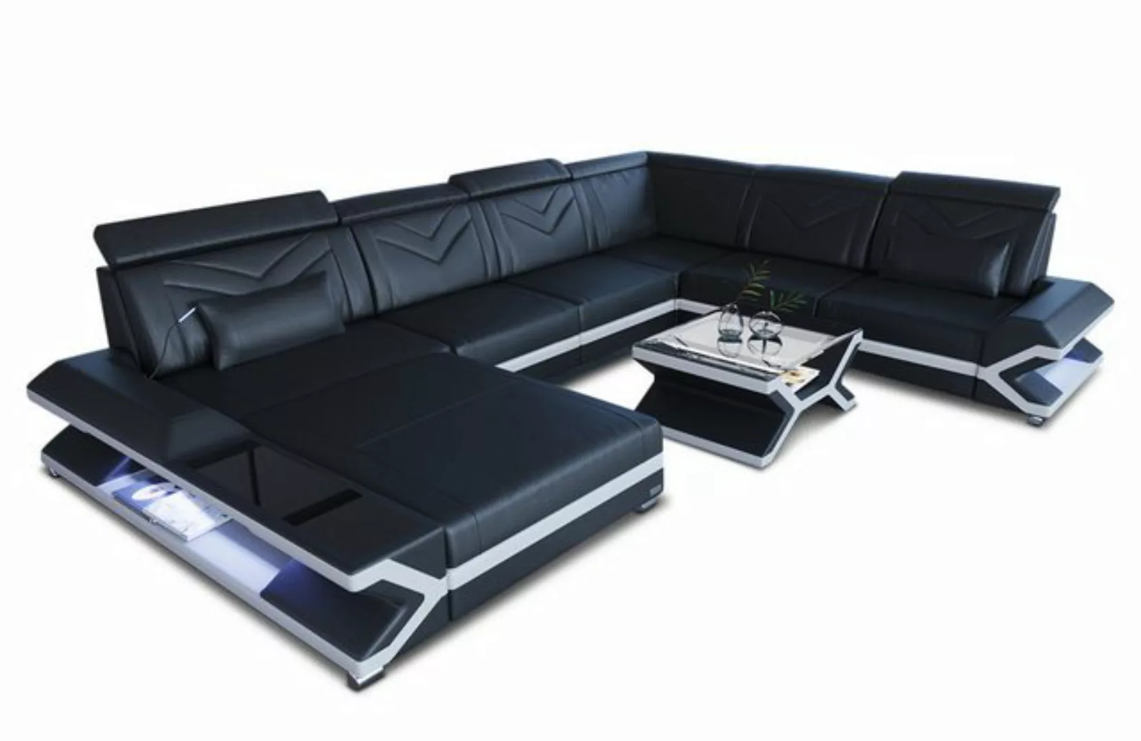 Sofa Dreams Wohnlandschaft XXL Ledersofa Napoli U Form Mini, Designersofa, günstig online kaufen