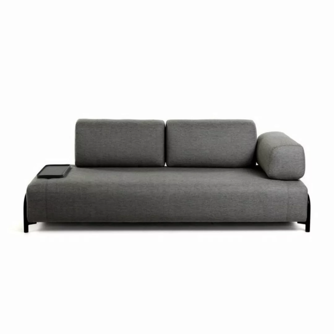 Natur24 Sofa Sofa Compo 3-Sitzer dunkelgrau mit kleinem Tablett 232cm Couch günstig online kaufen