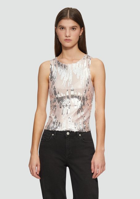 QS Shirttop Leicht transparentes Top mit Pailletten Pailletten günstig online kaufen