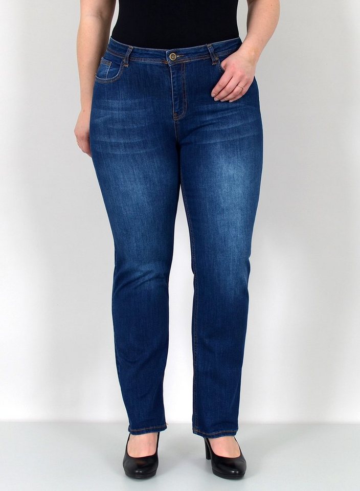 ESRA Straight-Jeans Gerade Schnitt Jeans hoher Bund mit Stretch bis Plus Si günstig online kaufen