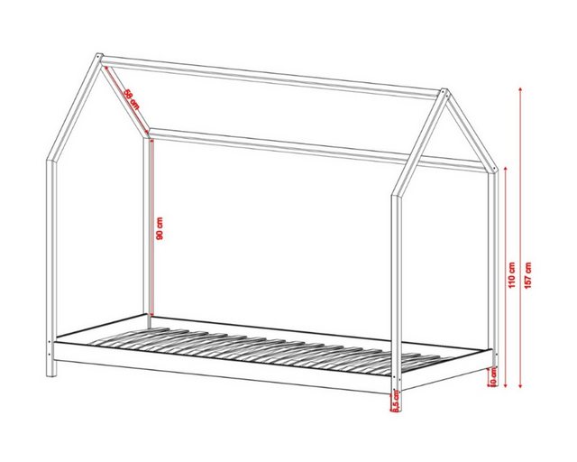 Deine Möbel 24 Hausbett Hausbett MONI Weiß Kinderbett 80x160/80x180/90x200/ günstig online kaufen