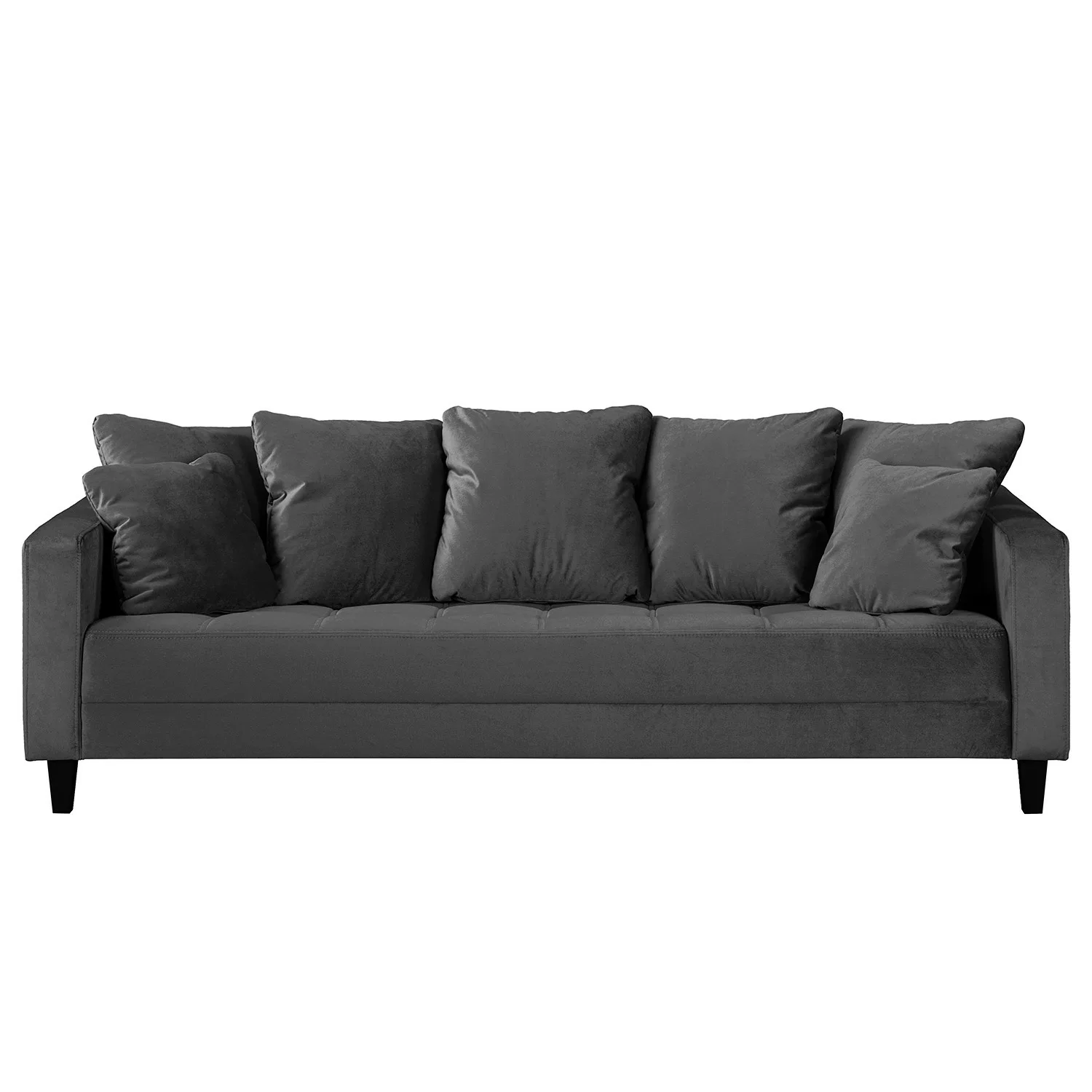 home24 Red Living Sofa Elnora 3-Sitzer Anthrazit Samt 228x85x90 cm günstig online kaufen