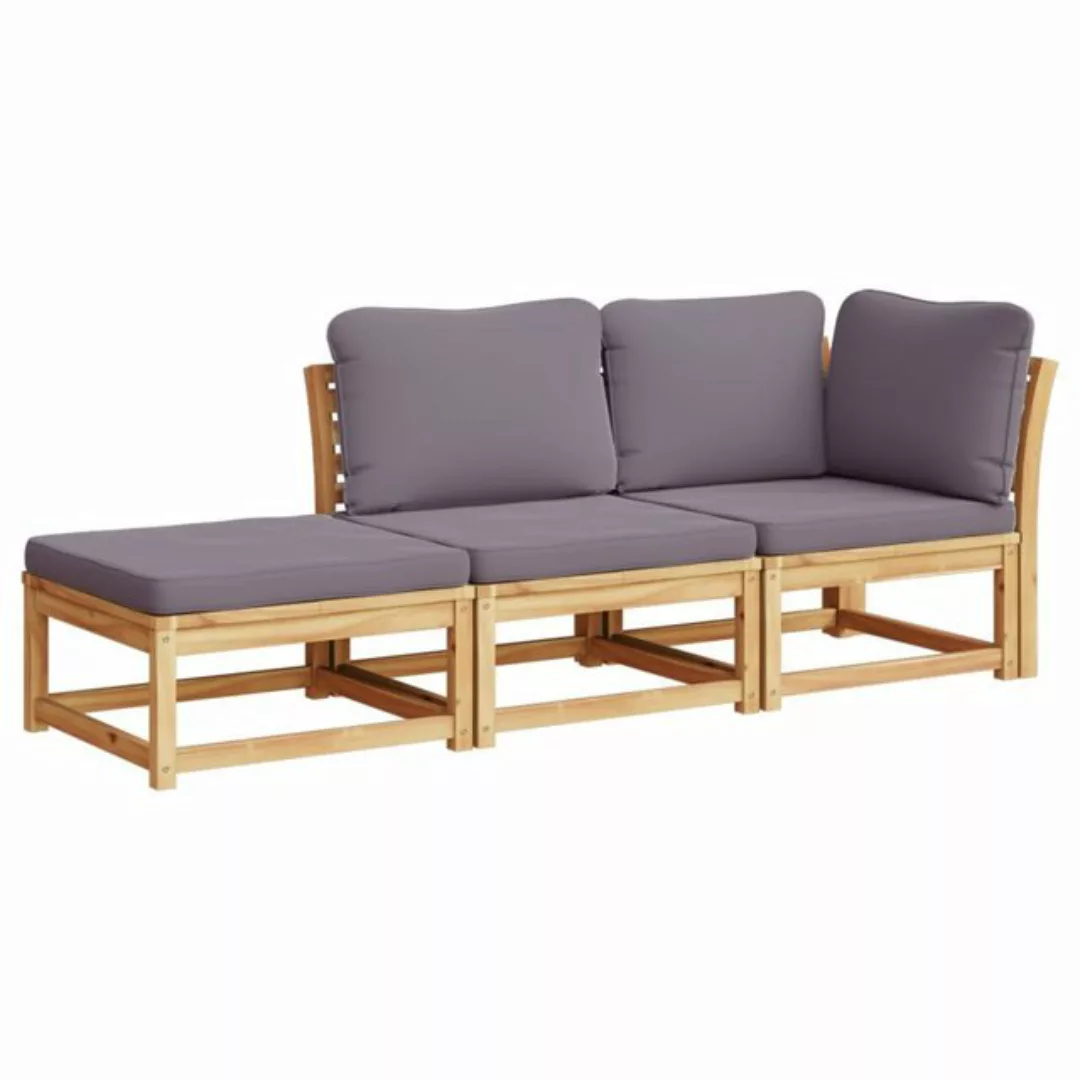 vidaXL Sofaelement 3-tlg. Garten-Lounge-Set mit Kissen Massivholz Akazie (1 günstig online kaufen