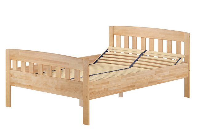 ERST-HOLZ Bett Doppelbett Zeitlos Buche massiv hohe Sitzt-Kante 140x200, Bu günstig online kaufen