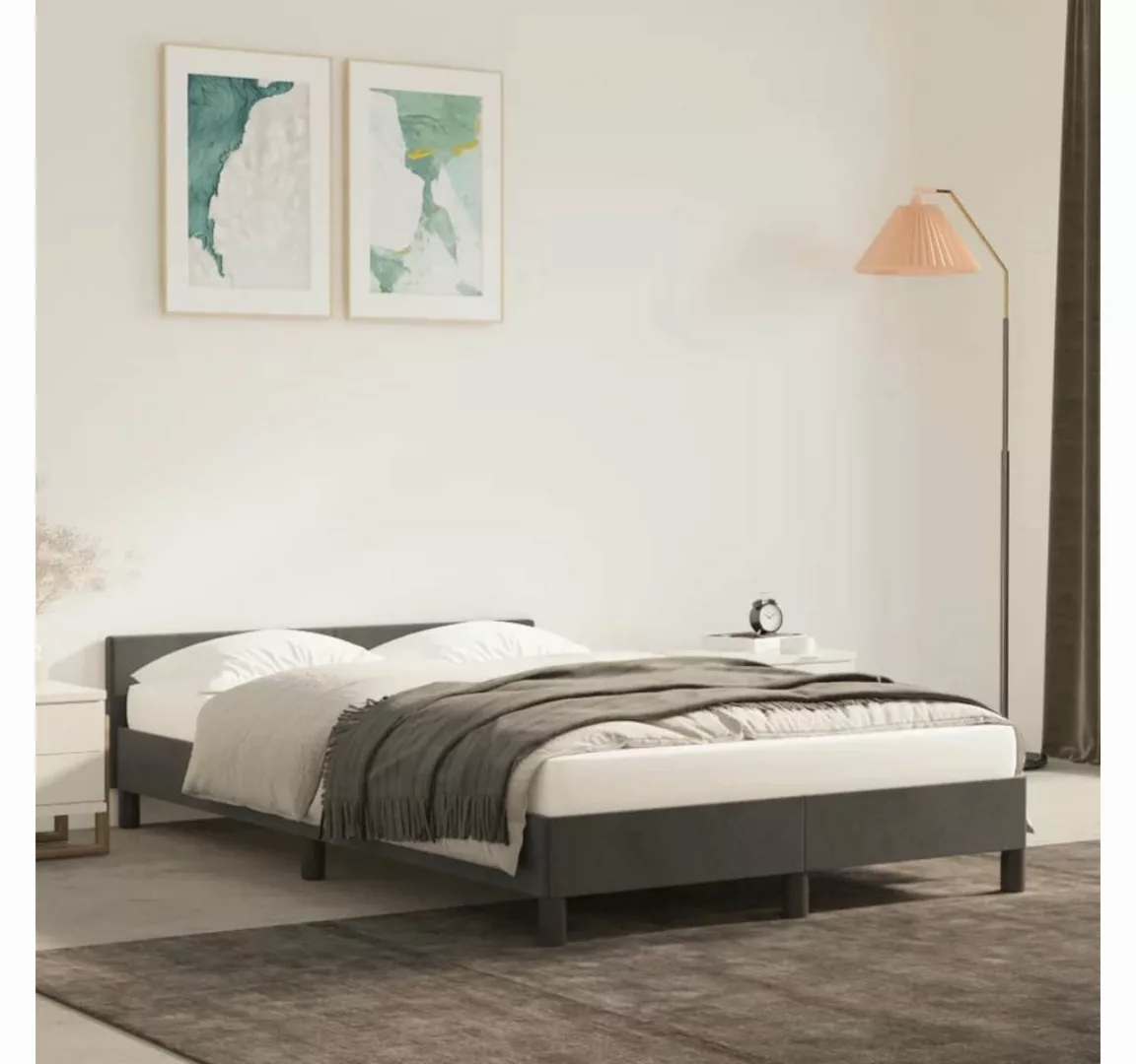 furnicato Bett Bettgestell mit Kopfteil Dunkelgrau 120x200 cm Samt günstig online kaufen