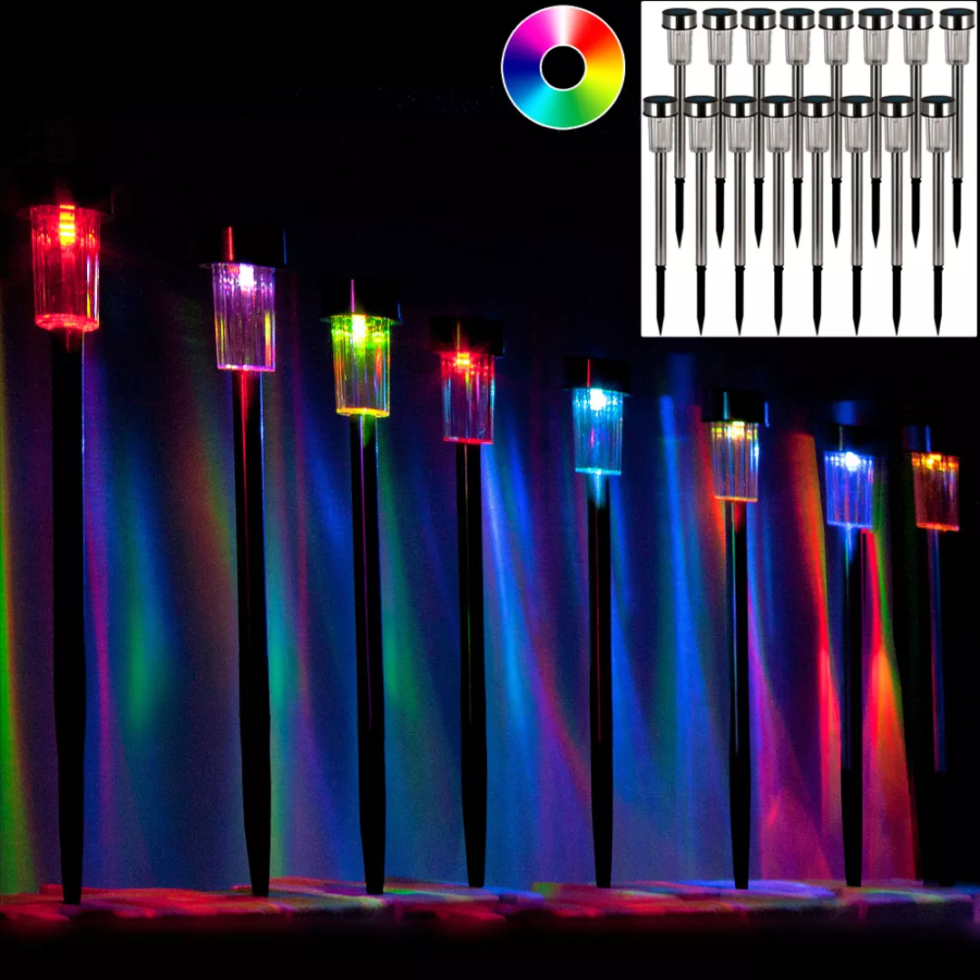 LED Solarleuchte 16er-Set Edelstahl Multicolor günstig online kaufen