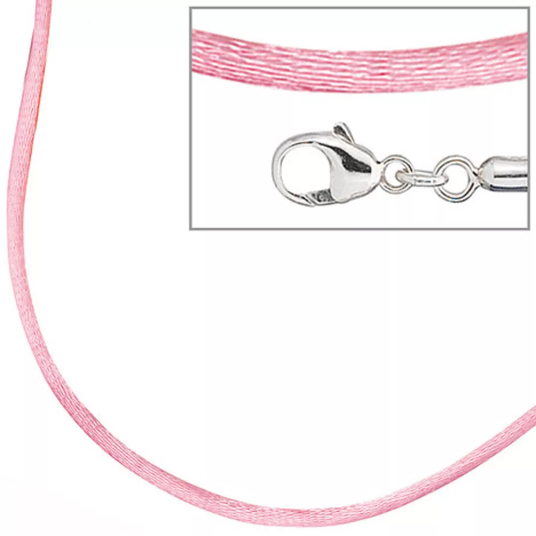 SIGO Collier Halskette Seide rosé 42 cm, Verschluss 925 Silber Kette günstig online kaufen