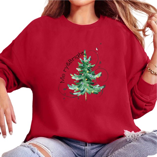 MC Star Weihnachtssweatshirt Damen-Sweatshirt mit Weihnachtsbaum-Grafik und günstig online kaufen