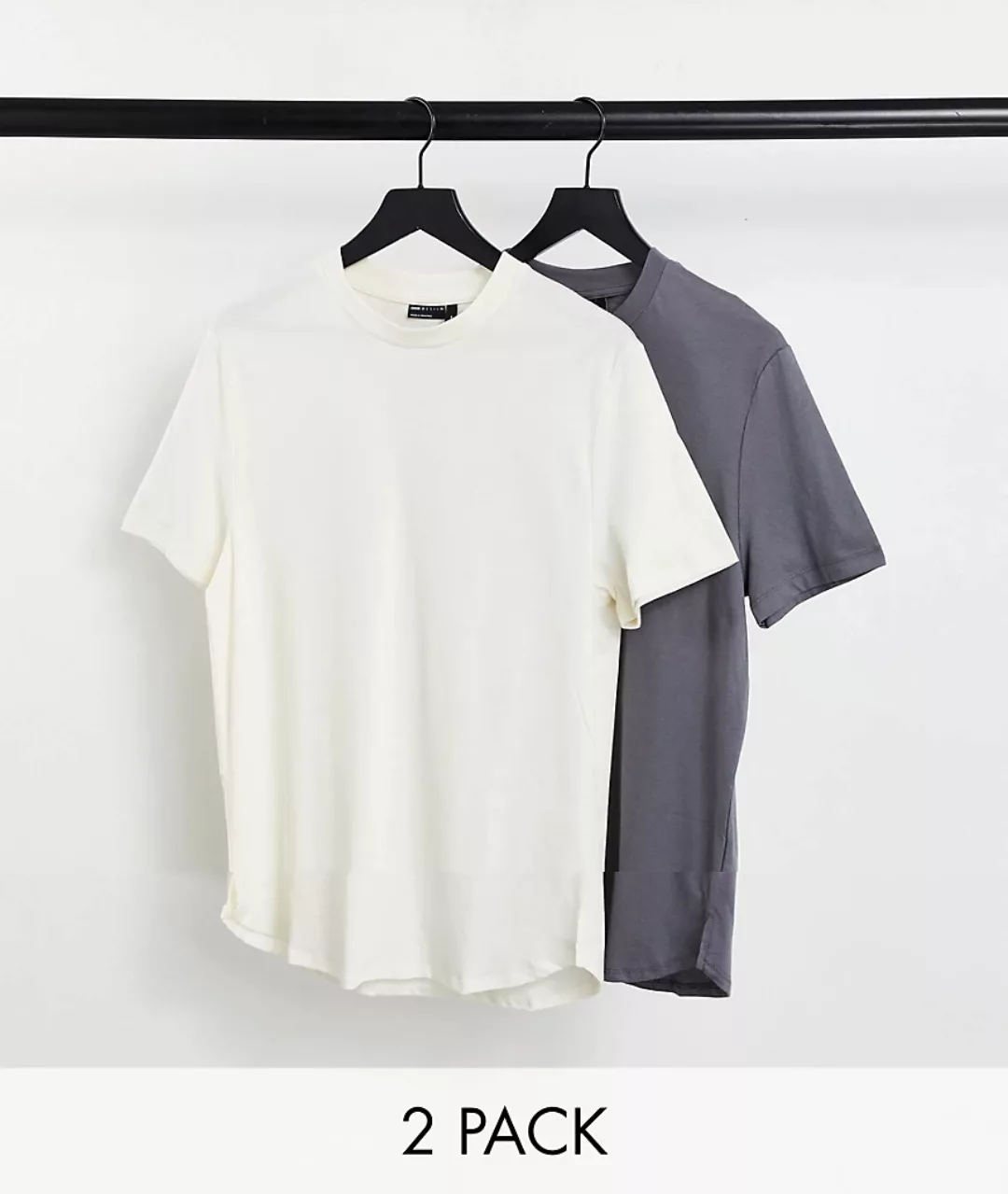 ASOS DESIGN – 2er-Pack Longline-T-Shirt aus Bio-Material mit seitlichen Sch günstig online kaufen