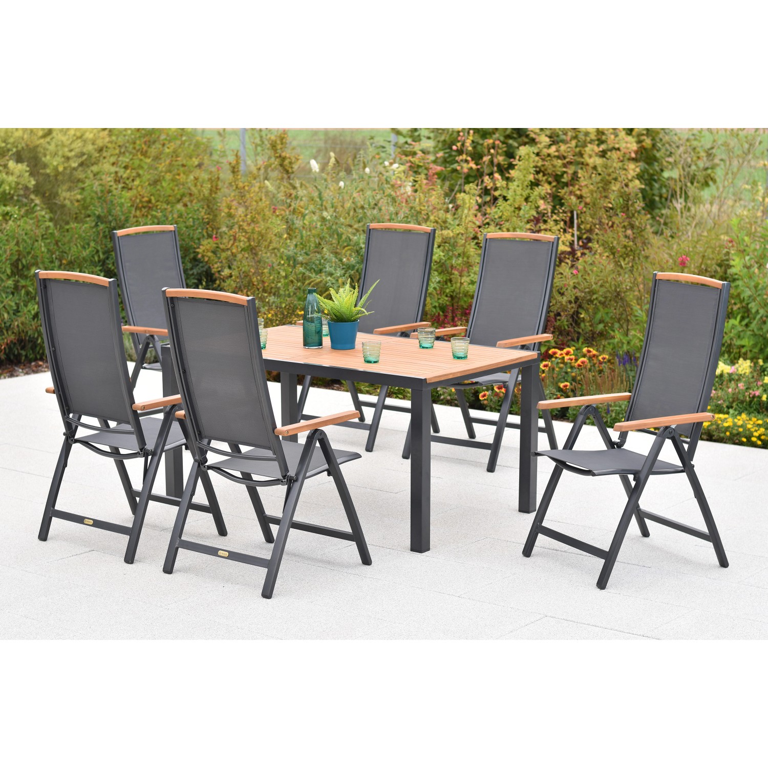 Merxx Siena Set 7-tlg. 6 Klappsessel Gartentisch 150 x 90 cm günstig online kaufen