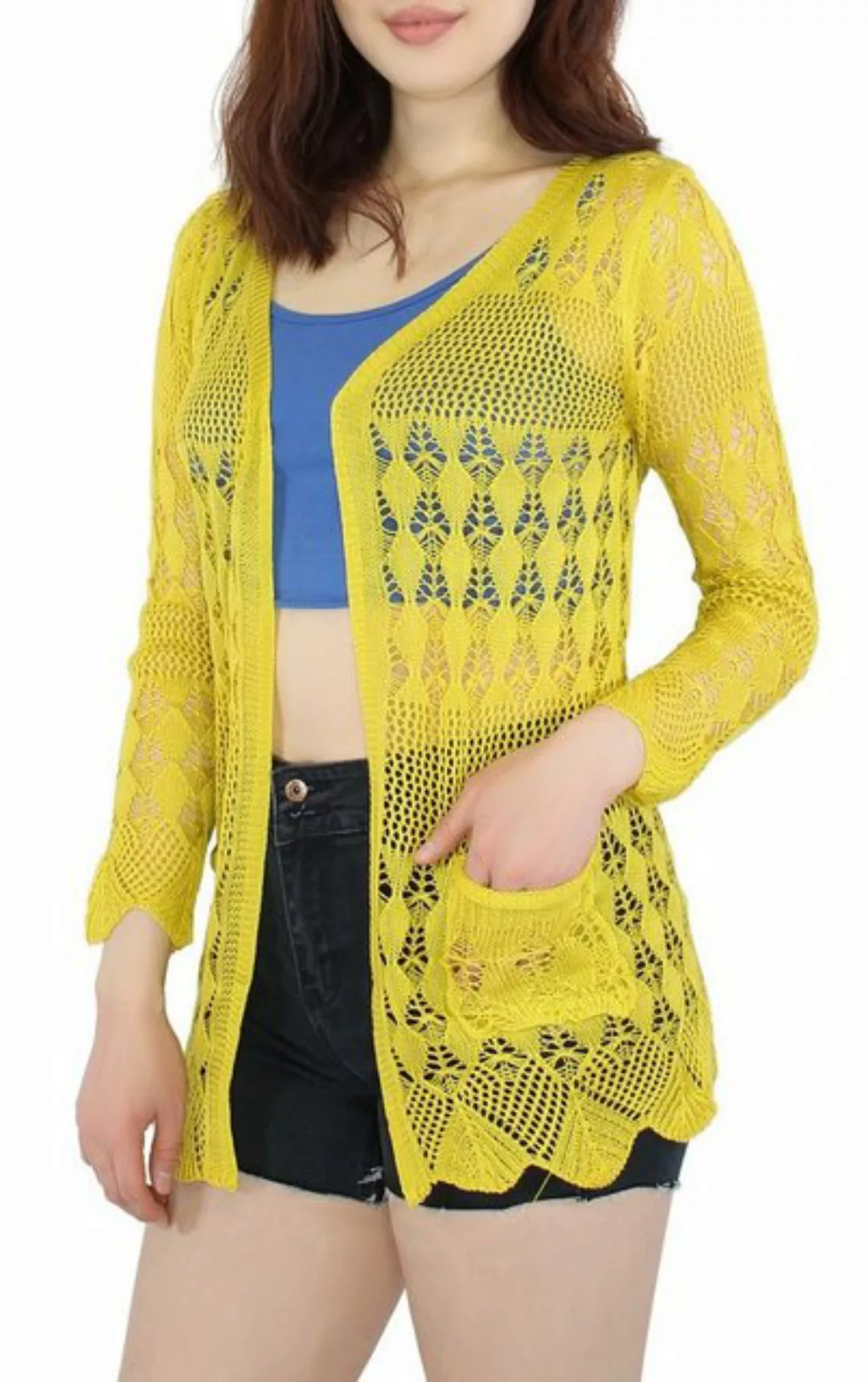 dy_mode Strickjacke Cardigan Damen Sommer Strickjacke Durchsichtige Häkel S günstig online kaufen