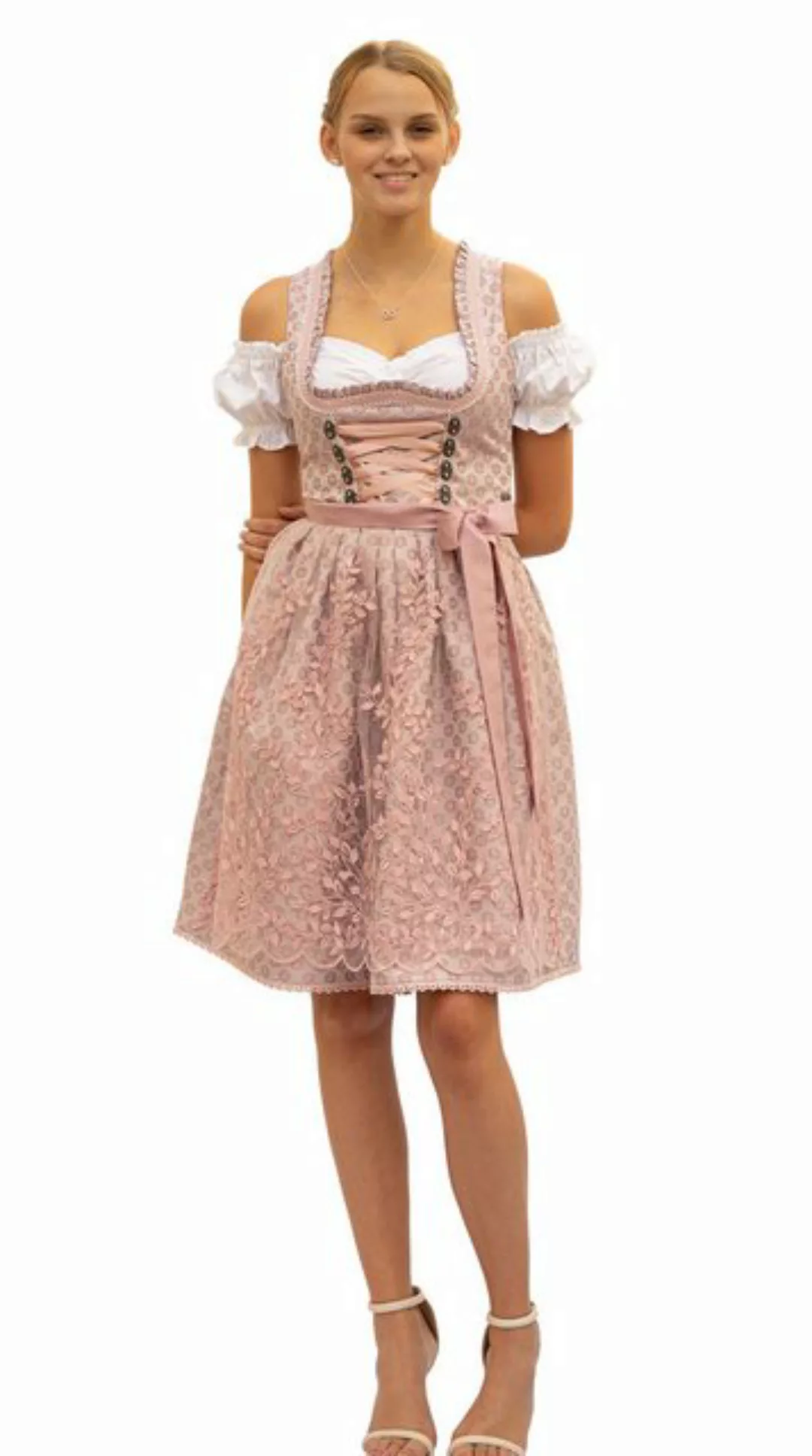 Entari Dirndl 544GT Aphrodite Trachtenkleid Altrosa geblümt (2tlg) günstig online kaufen