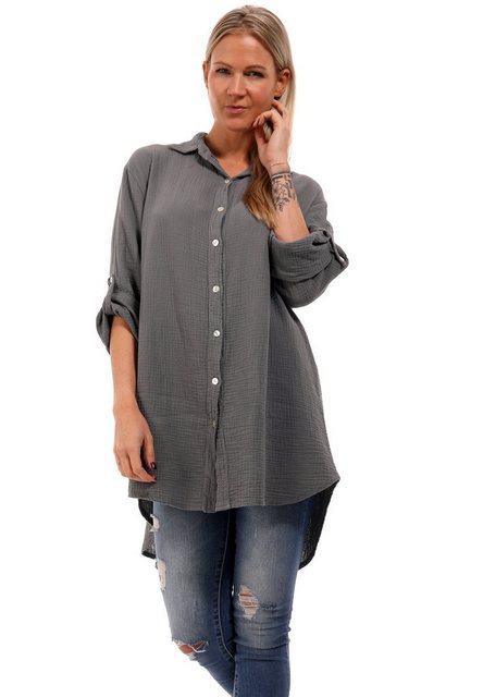 YC Fashion & Style Hemdbluse Bluse Oversized Long bluse Herrlich weicher Mu günstig online kaufen