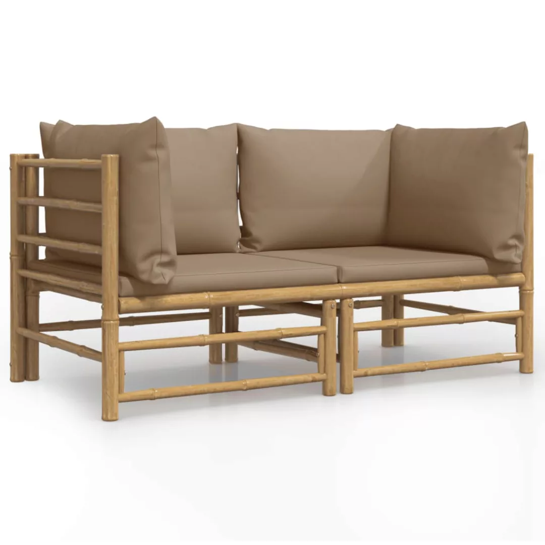 Vidaxl Garten-ecksofas Mit Taupe Kissen 2 Stk. Bambus günstig online kaufen