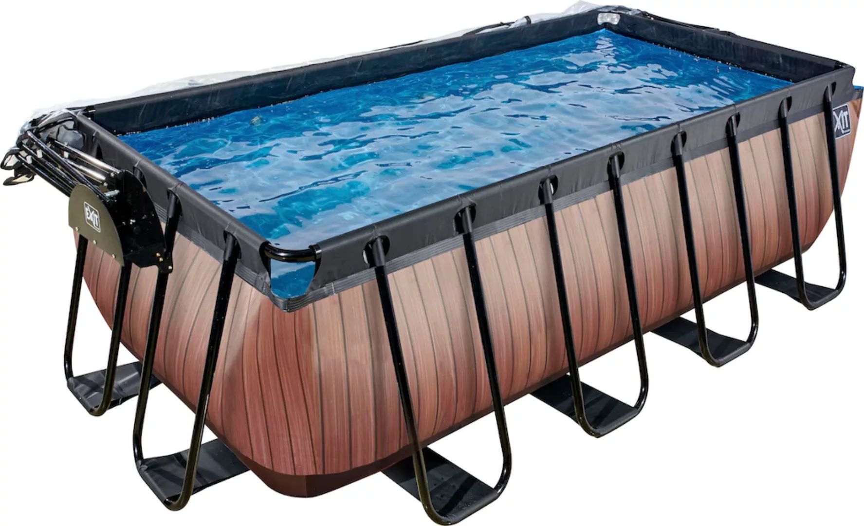EXIT Wood Pool Braun 400 x 200 x 122 cm m. Sandfilterp., Abdeckung u. Wärme günstig online kaufen
