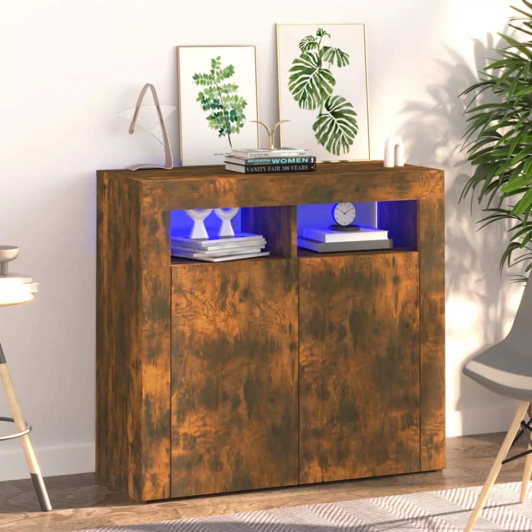 Vidaxl Sideboard Mit Led-beleuchtung Räuchereiche 80x35x75 Cm günstig online kaufen