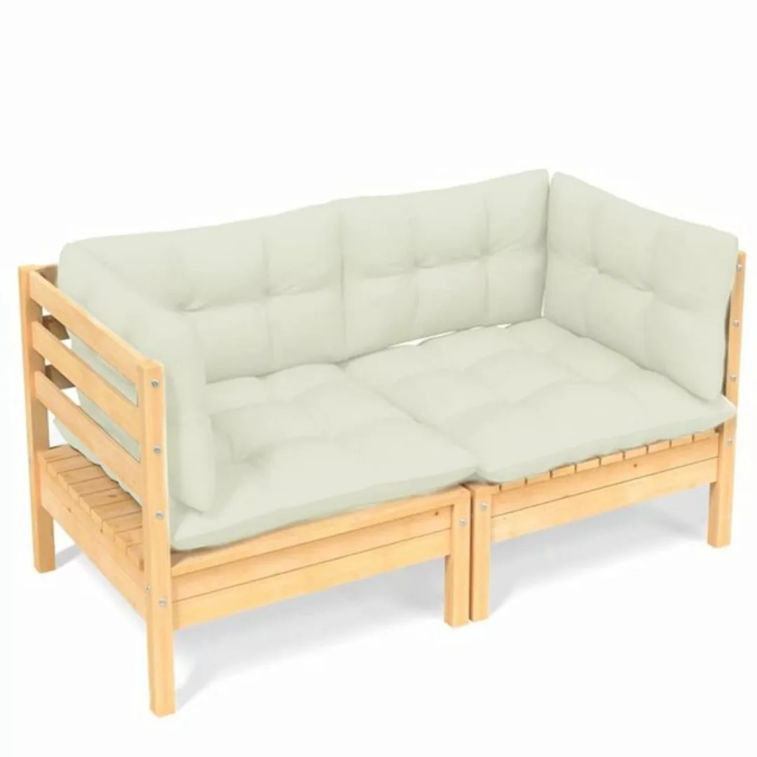 2-sitzer-gartensofa Mit Creme Kissen Massivholz Kiefer günstig online kaufen