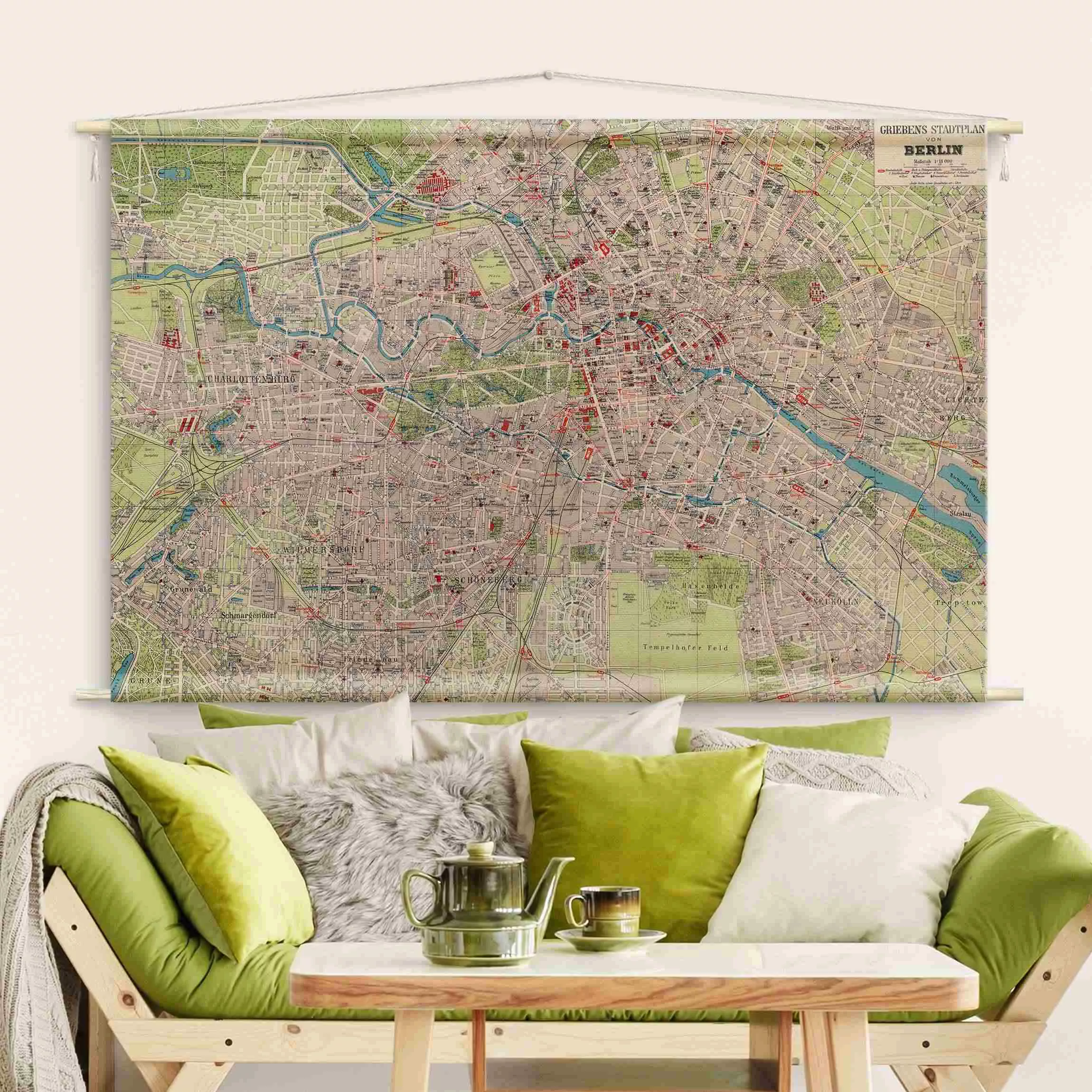 Wandteppich Vintage Stadtplan Berlin günstig online kaufen