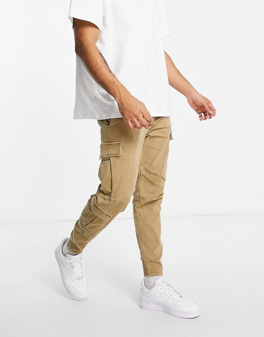 Pull&Bear – Cargo-Jogginghose in Beige-Neutral günstig online kaufen