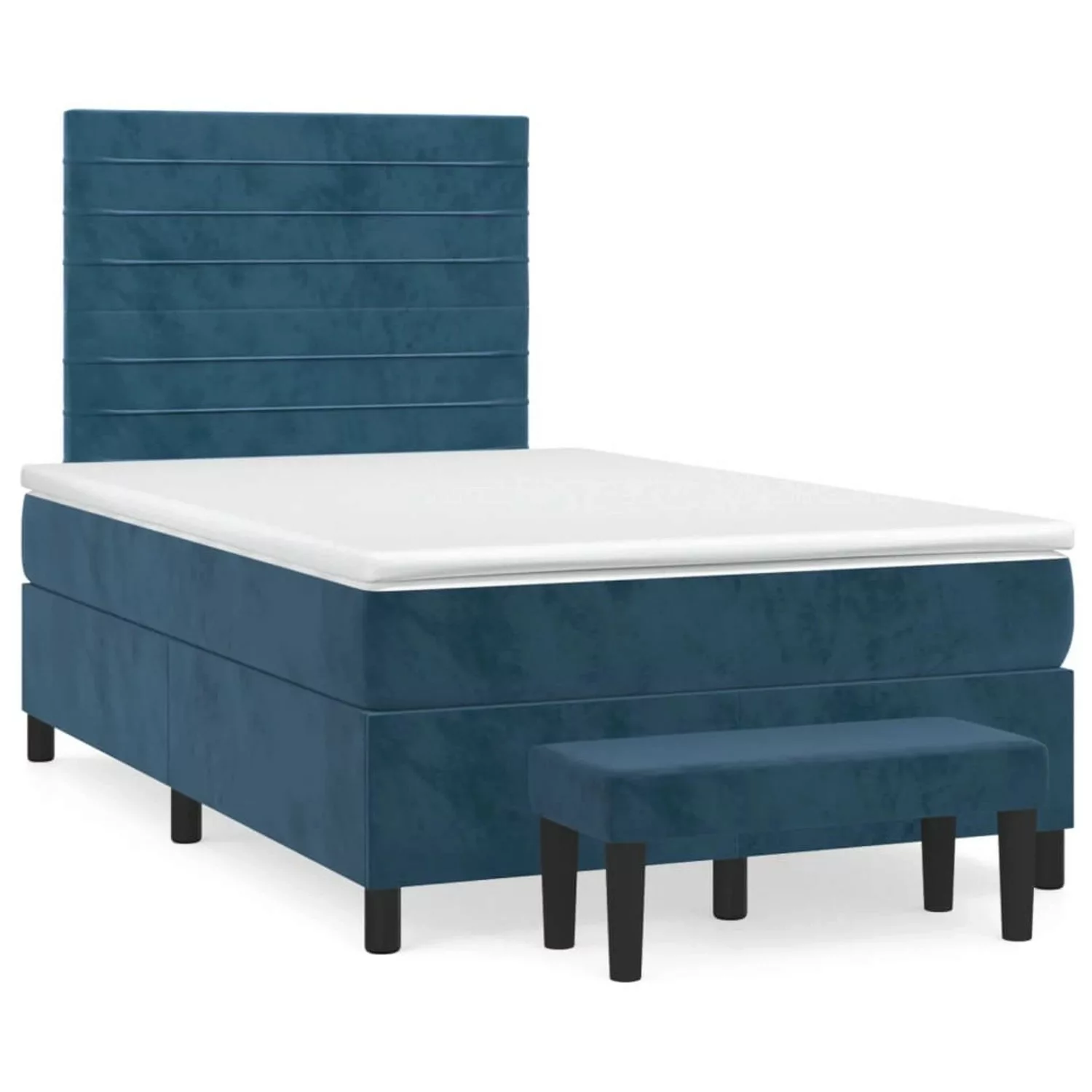 vidaXL Boxspringbett mit Matratze Dunkelblau 120x200 cm Samt1368238 günstig online kaufen