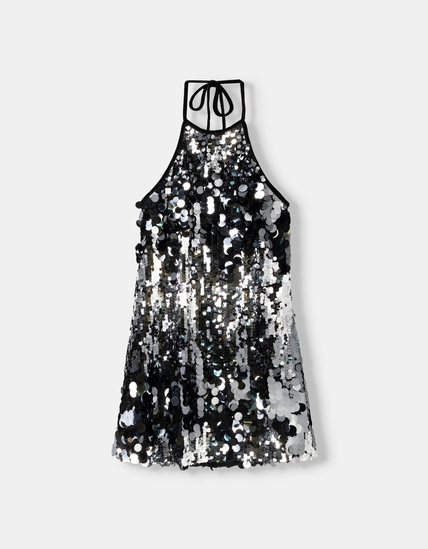 Bershka Minikleid Mit Pailletten Damen M Silber günstig online kaufen