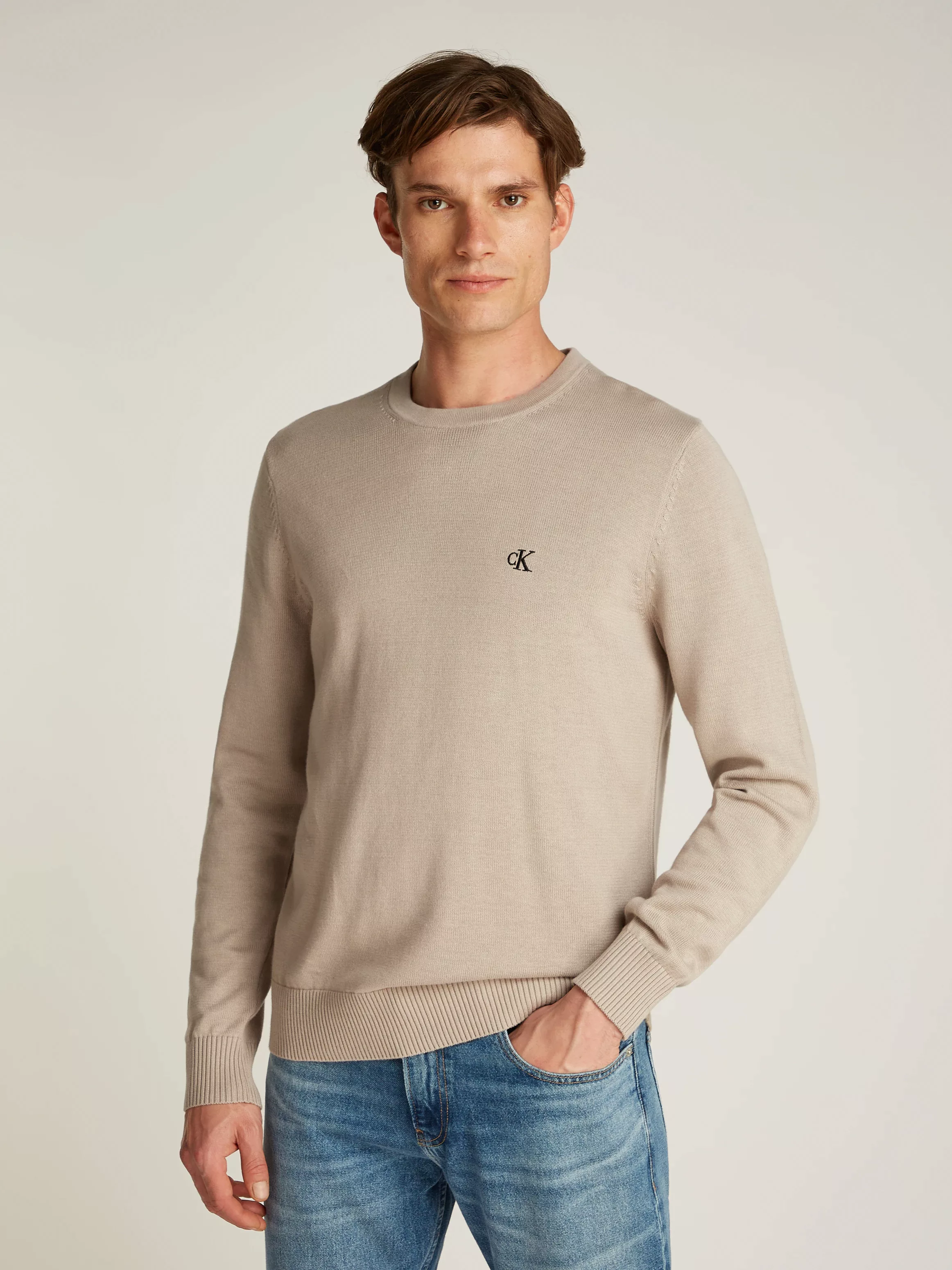 Calvin Klein Jeans Rundhalspullover "MODERN CREW NECK SWEATER", Logodruck, günstig online kaufen