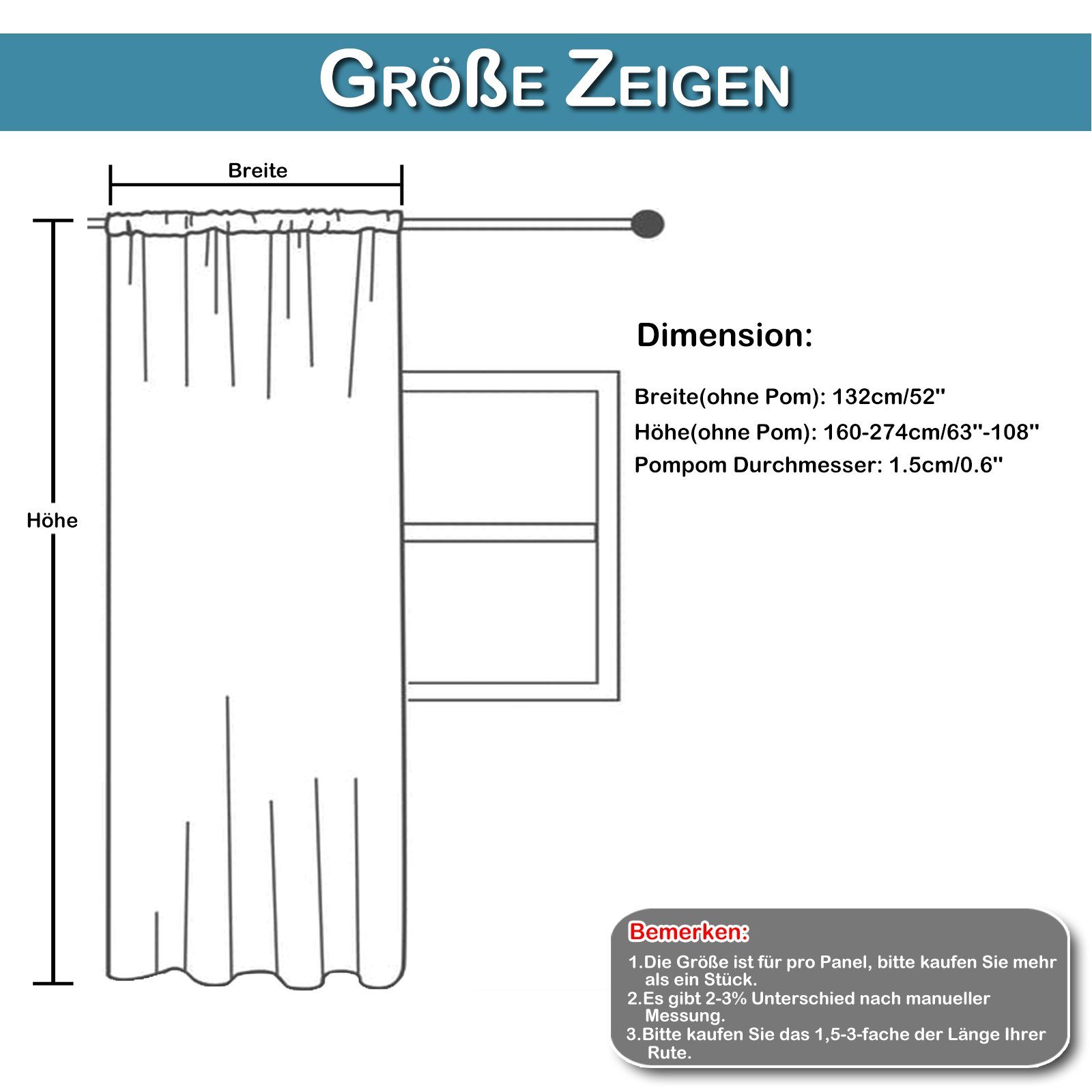 Sunicol Vorhang 1/2er Semi-Sheer Leinenvorhang, Pompon-Kugel, günstig online kaufen