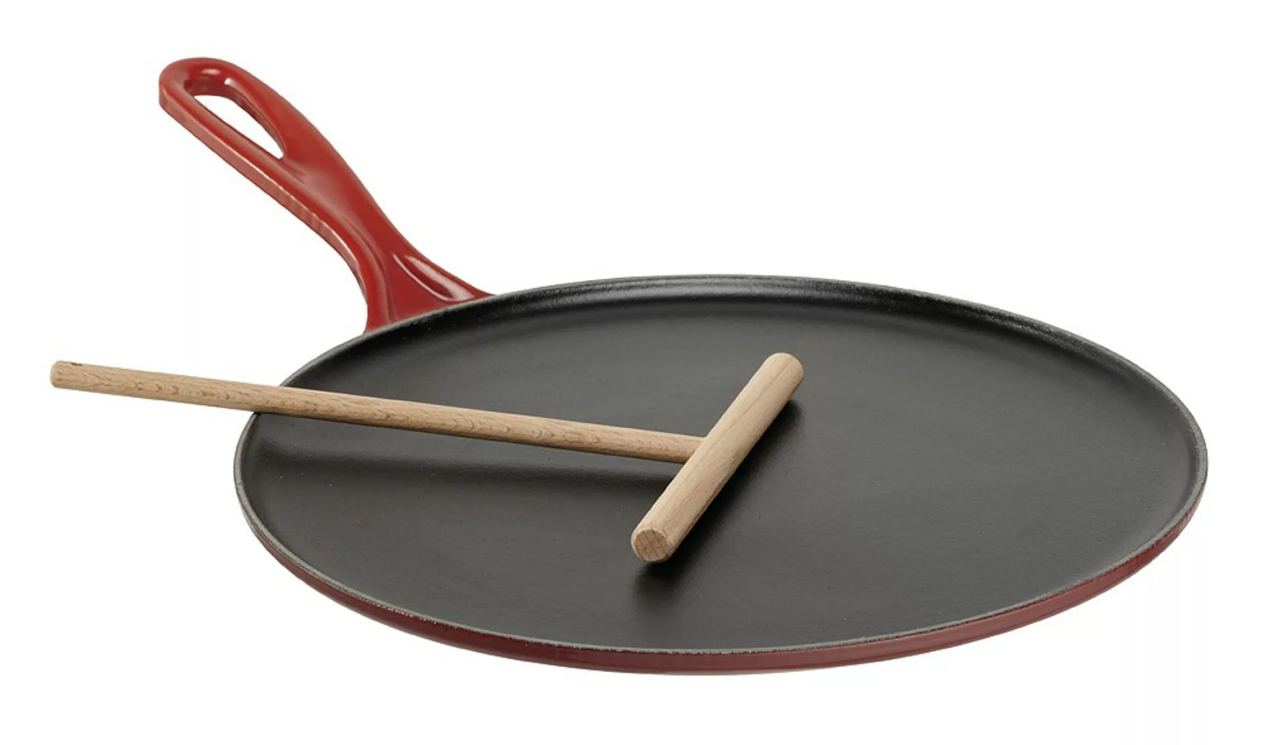 Le Creuset Crepes-Pfanne Gusseisen mit Holzschieber Kirschrot 27cm günstig online kaufen