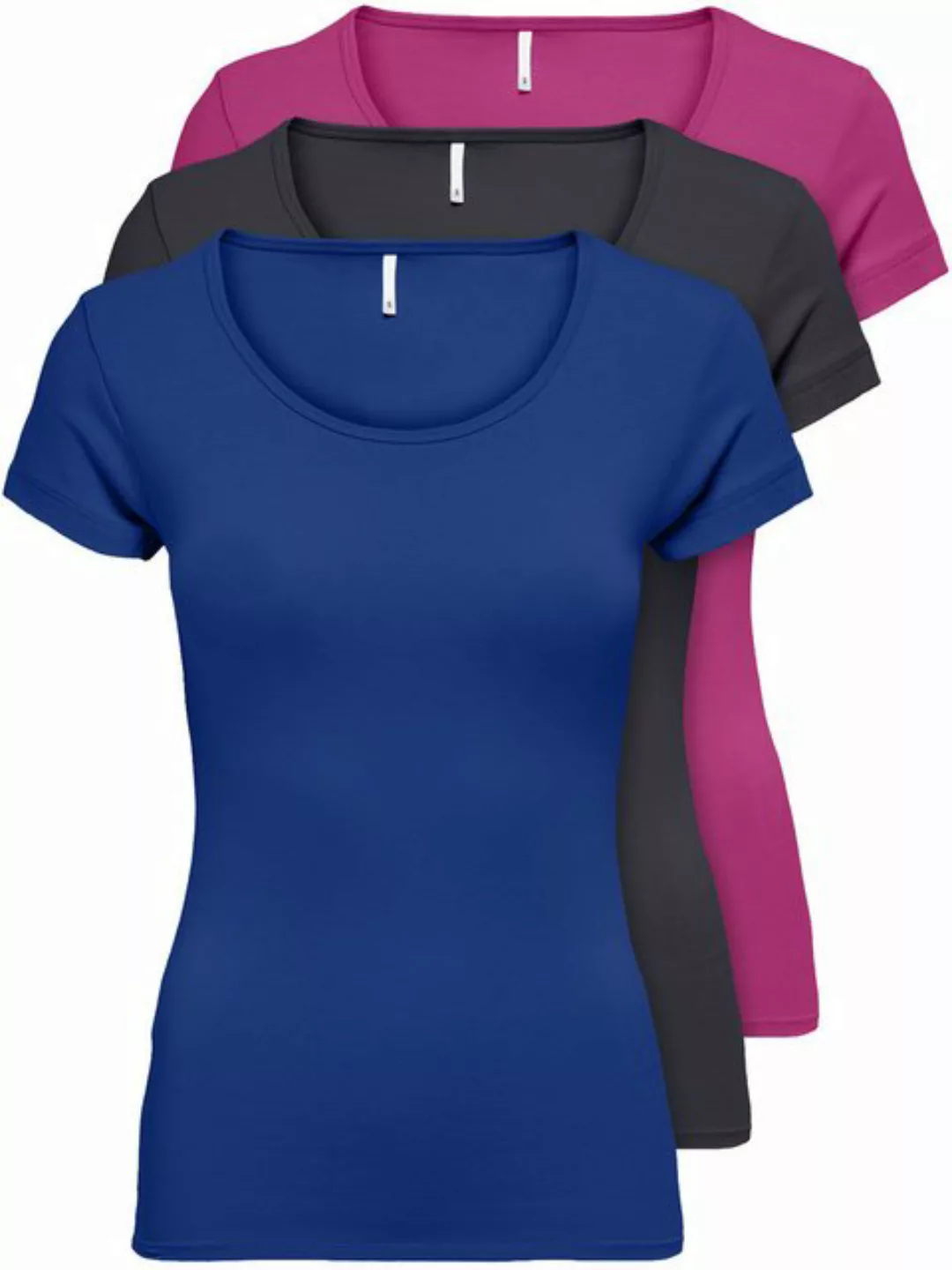ONLY T-Shirt ONLLIVE LOVE NEW (3-tlg., 3er Pack) Figur betont, elastische B günstig online kaufen