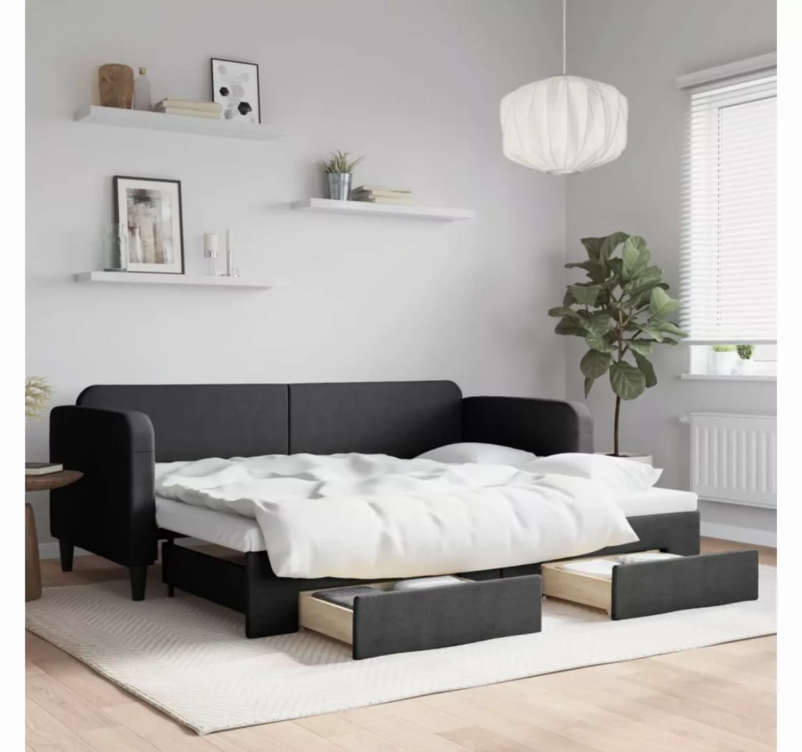 vidaXL Gästebett Gästebett Tagesbett Ausziehbar mit Schubladen Schwarz 80x2 günstig online kaufen