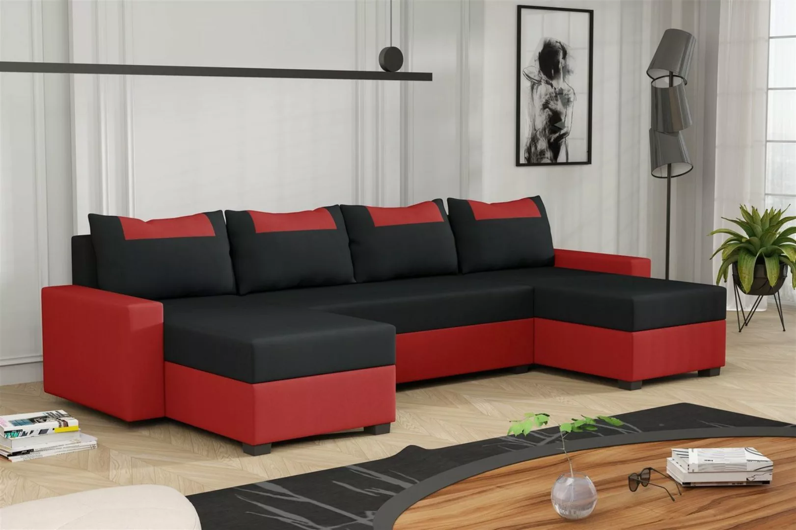 Fun Möbel Wohnlandschaft Sofa HEDVIG LUX, Rundumbezug, inkl. Schlaffunktion günstig online kaufen