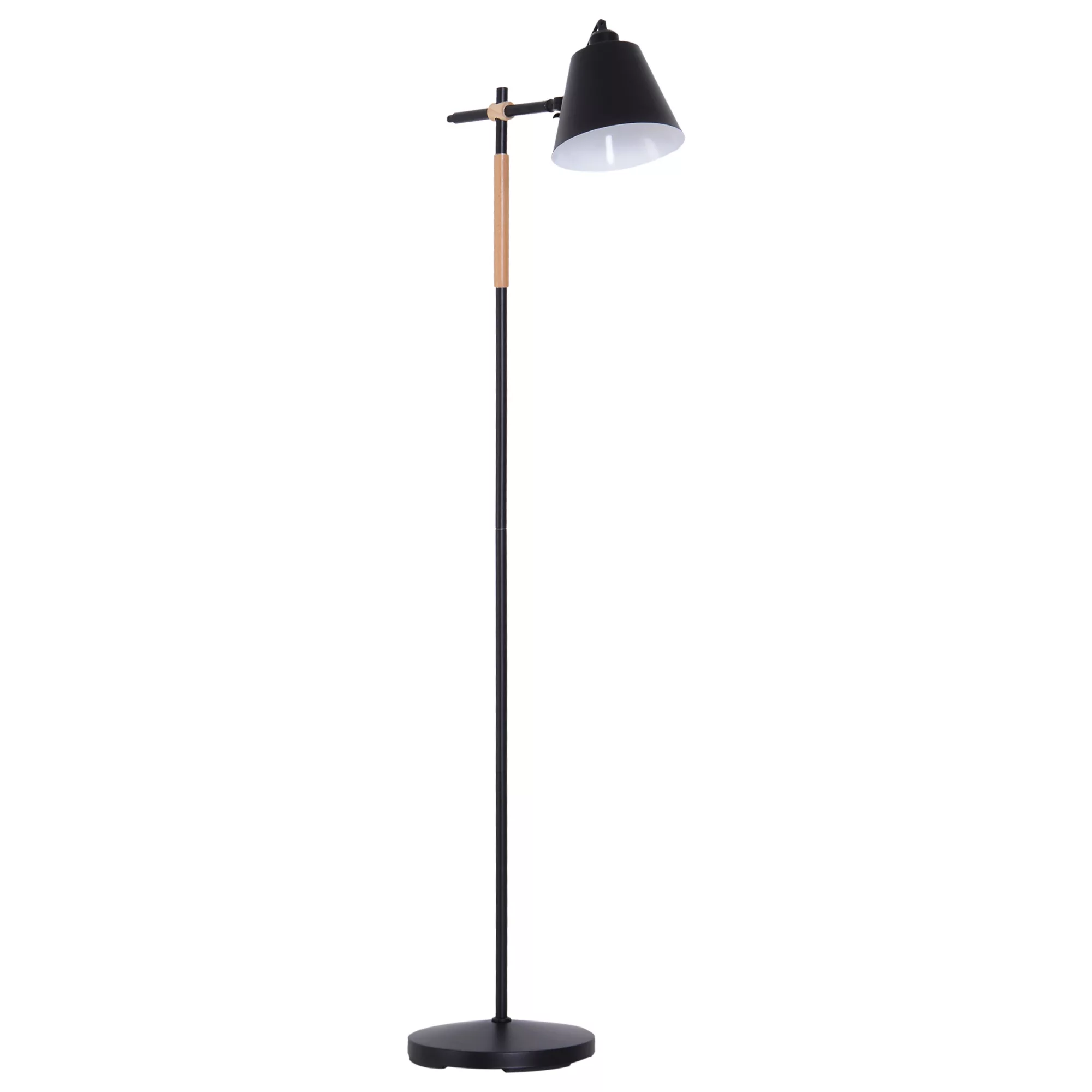 HOMCOM Stehlampe Stehleuchte Standleuchte schwarz Holz 40W Industrie Metall günstig online kaufen