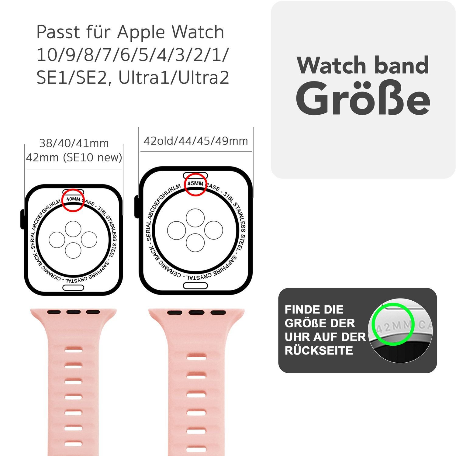 Nalia Smartwatch-Armband Apple Watch 49mm/46/45/44/42(Serie 1-3), günstig online kaufen