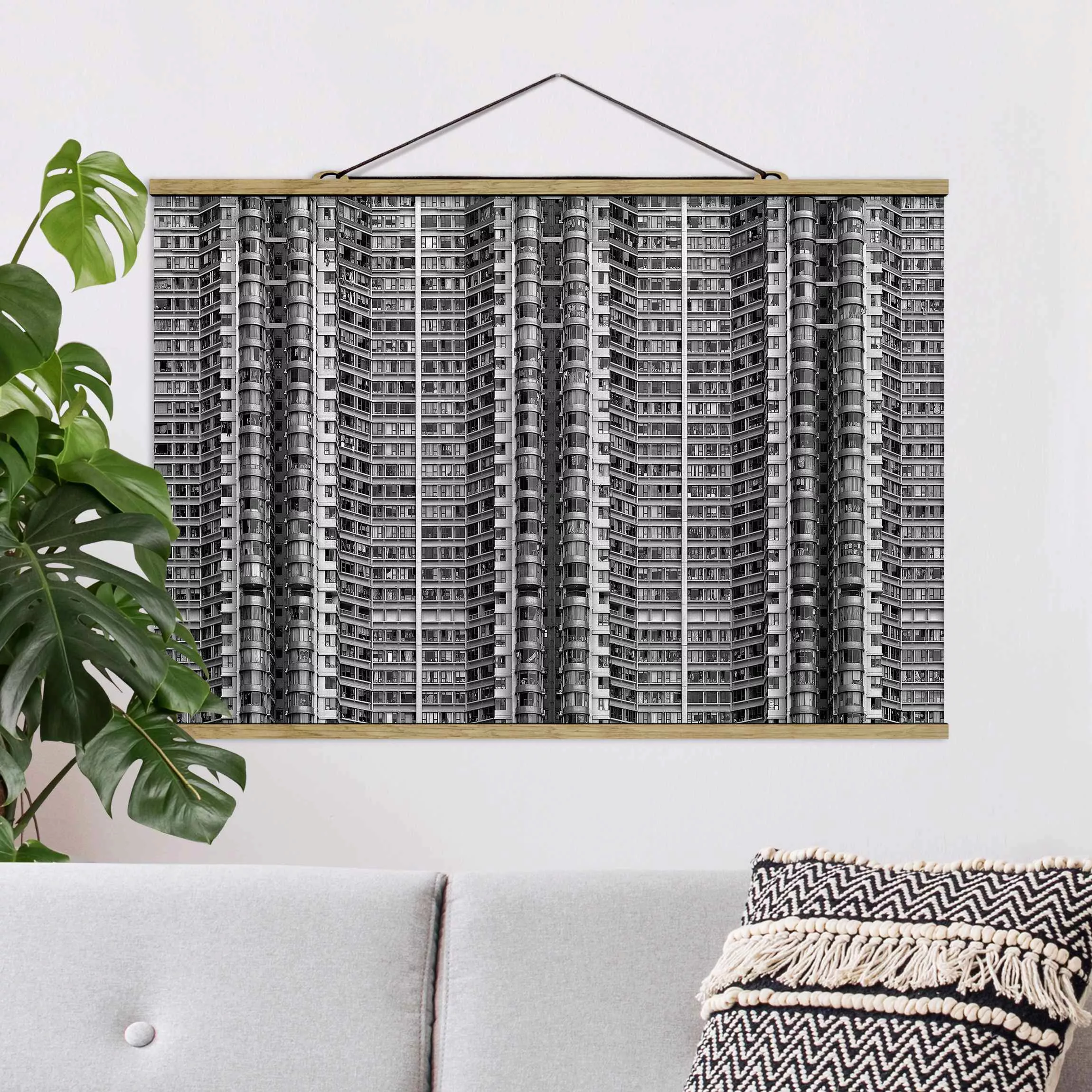 Stoffbild Architektur mit Posterleisten - Querformat Skyscraper günstig online kaufen