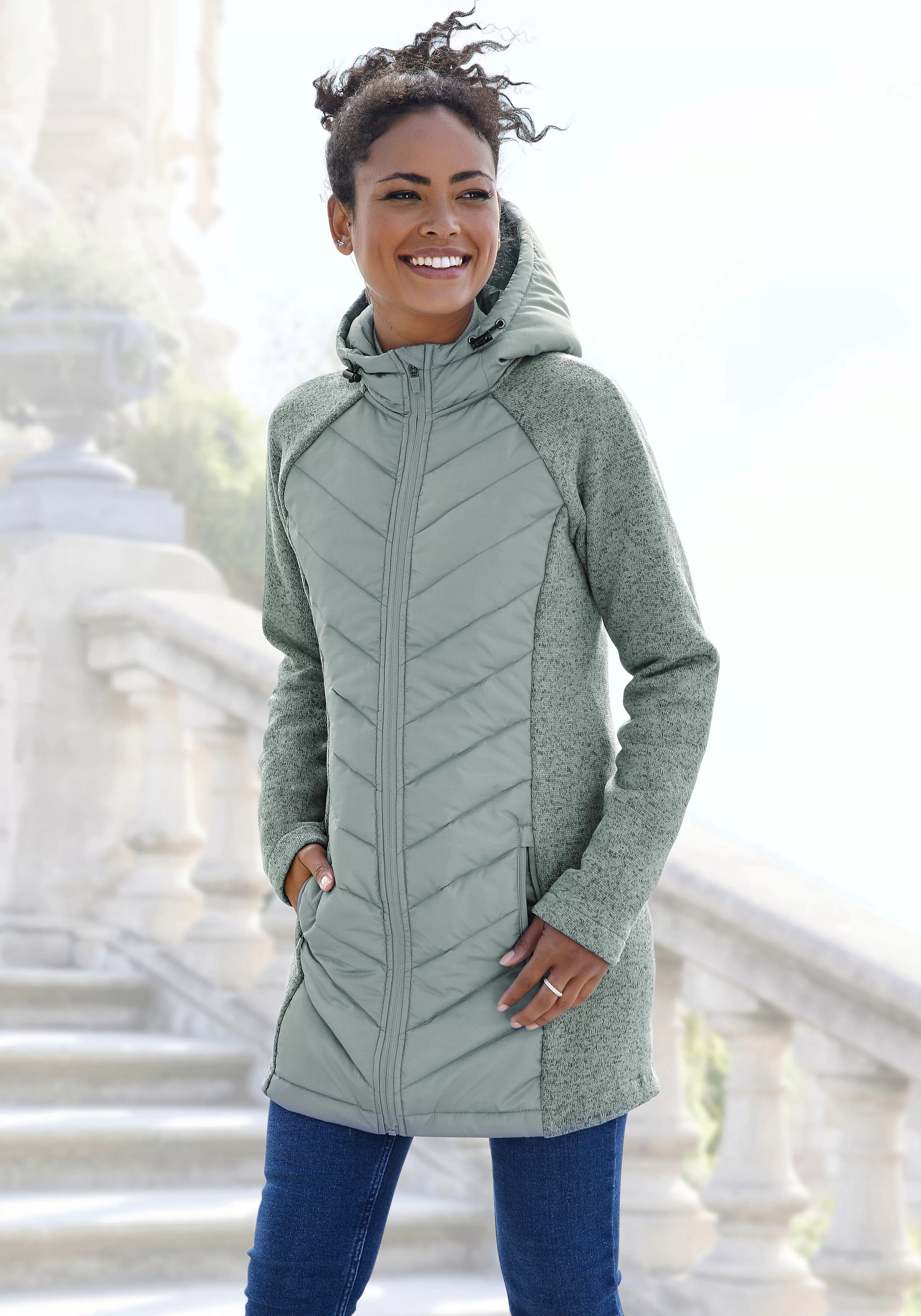 Vivance Steppjacke mit Strickfleece-Ärmeln günstig online kaufen