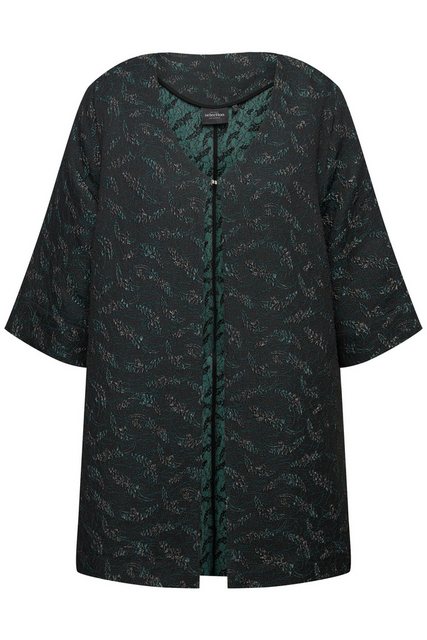 Ulla Popken Sommerjacke Jerseyjacke grafisches Muster V-Ausschnitt 3/4-Arm günstig online kaufen