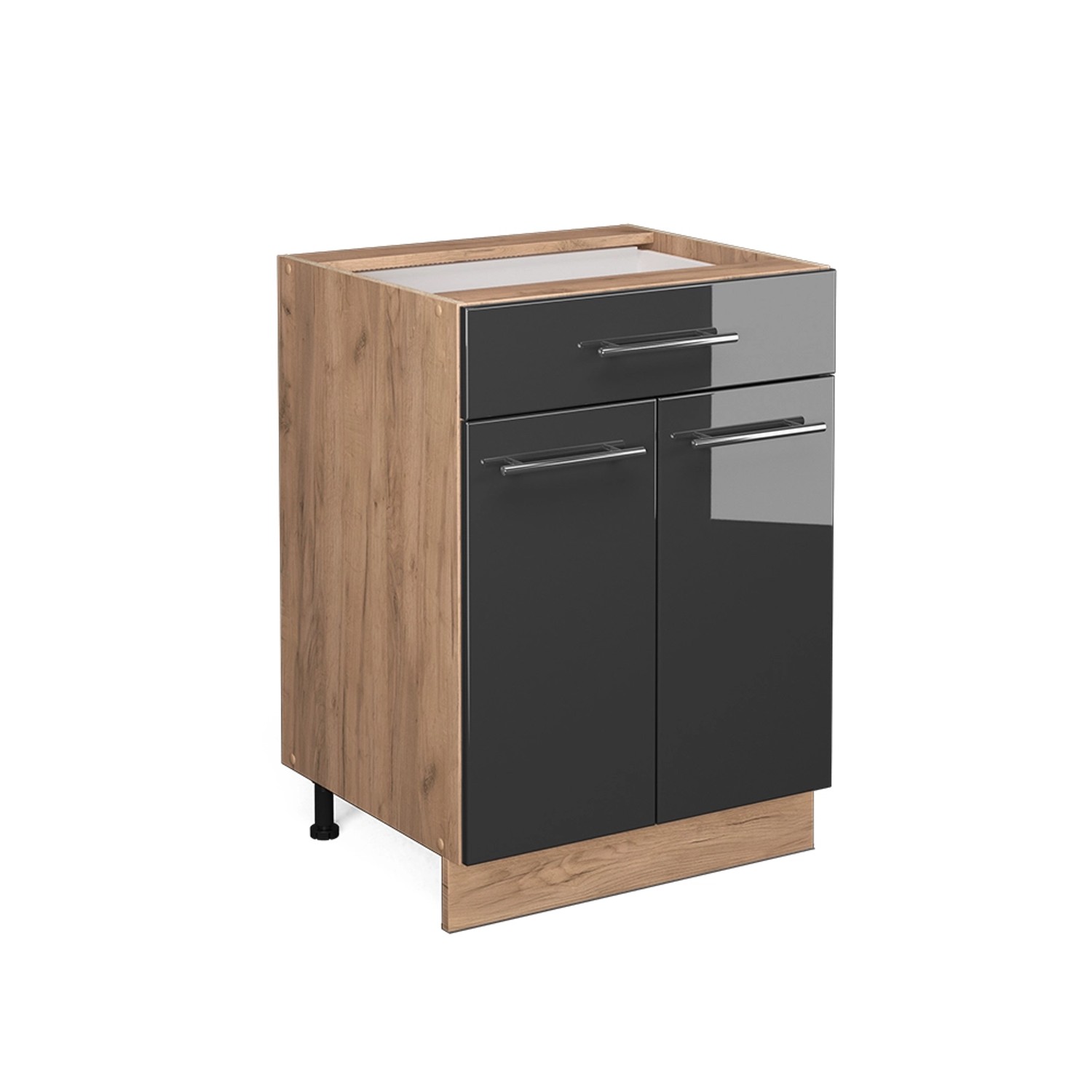 Vicco Unterschrank Fame-Line, Anthrazit Hochglanz/Eiche 60cm, günstig online kaufen