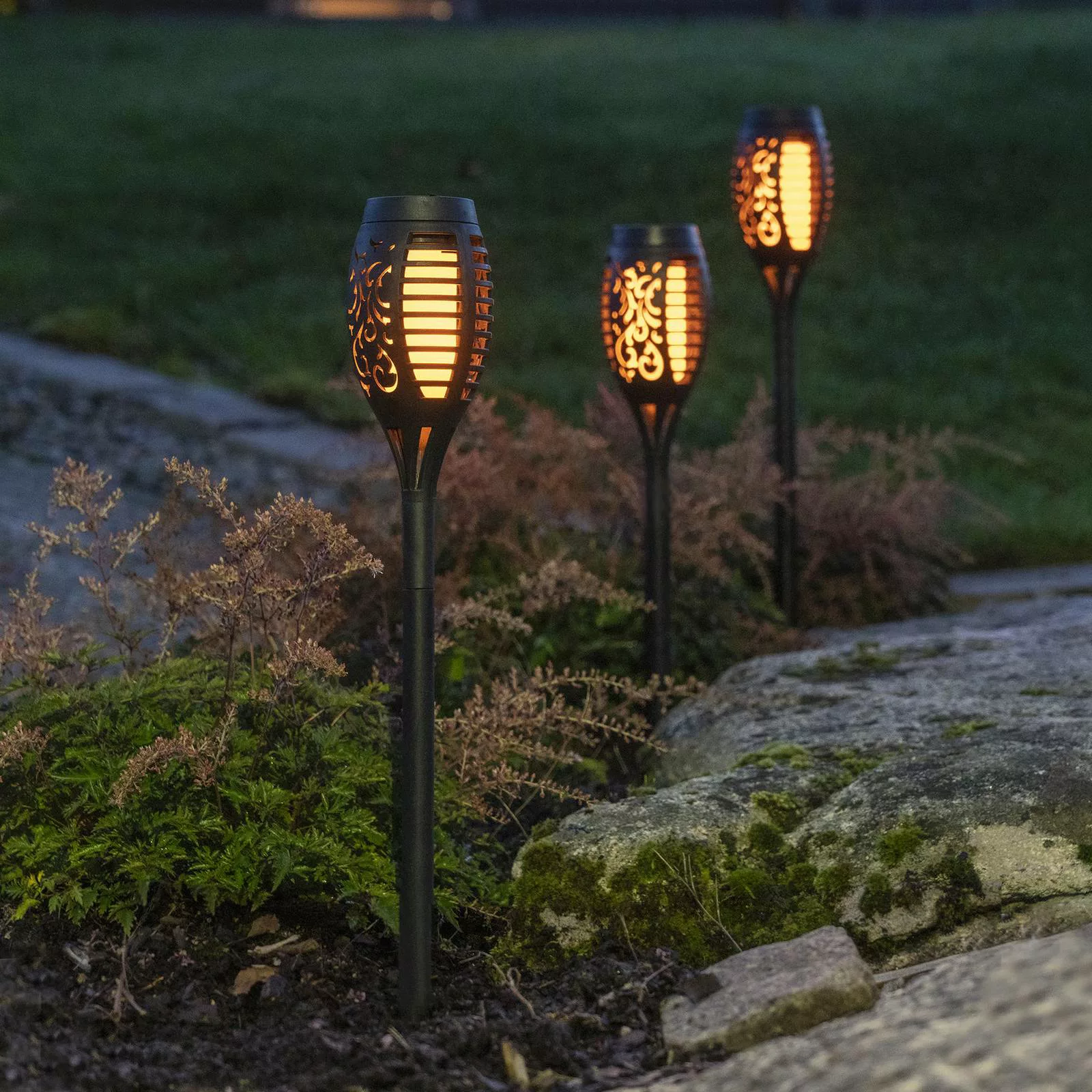 LED-Solarleuchte Flame Mini im 3er-Set günstig online kaufen