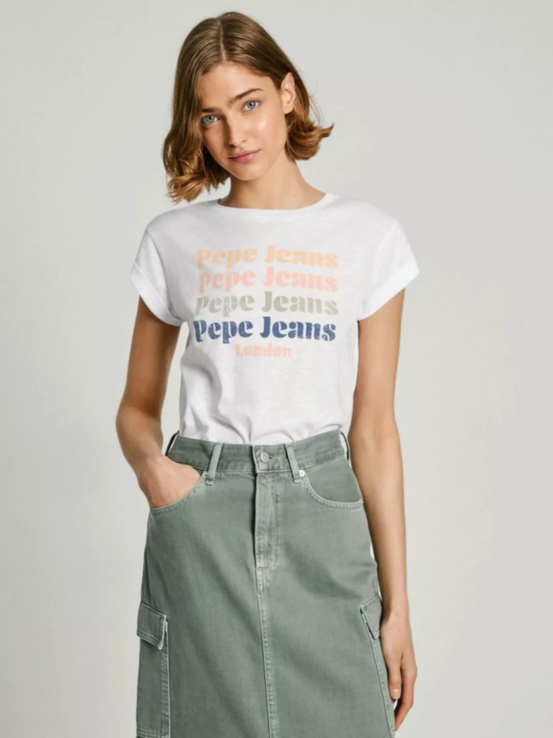 Pepe Jeans T-Shirt EILEEN aus strukturierter Baumwollqualiät günstig online kaufen