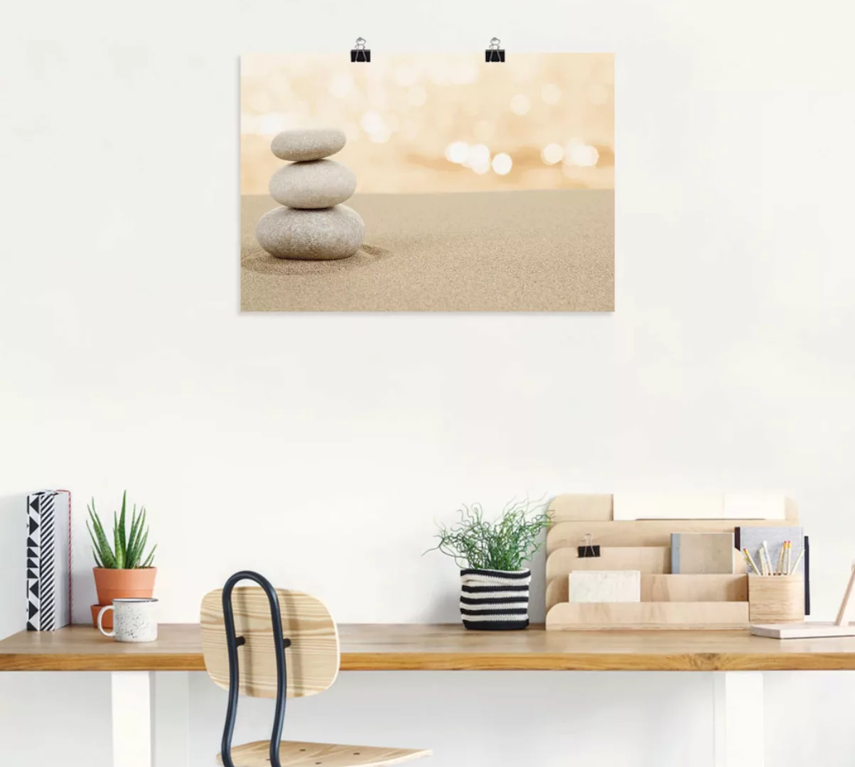 Artland Wandbild "Zen Steine im Sand", Zen, (1 St.), als Leinwandbild, Post günstig online kaufen