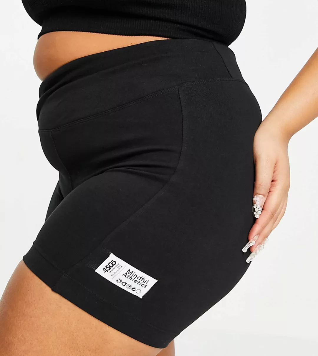 ASOS 4505 Curve – Legging-Shorts aus Bio-Baumwolle mit Wickeldetail am Bund günstig online kaufen